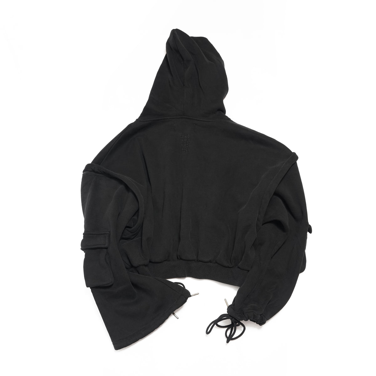 PUFF POWER CROPPED HOODIE WITH ZIP OFF SLEEVES – Black | ONE TEASPOON