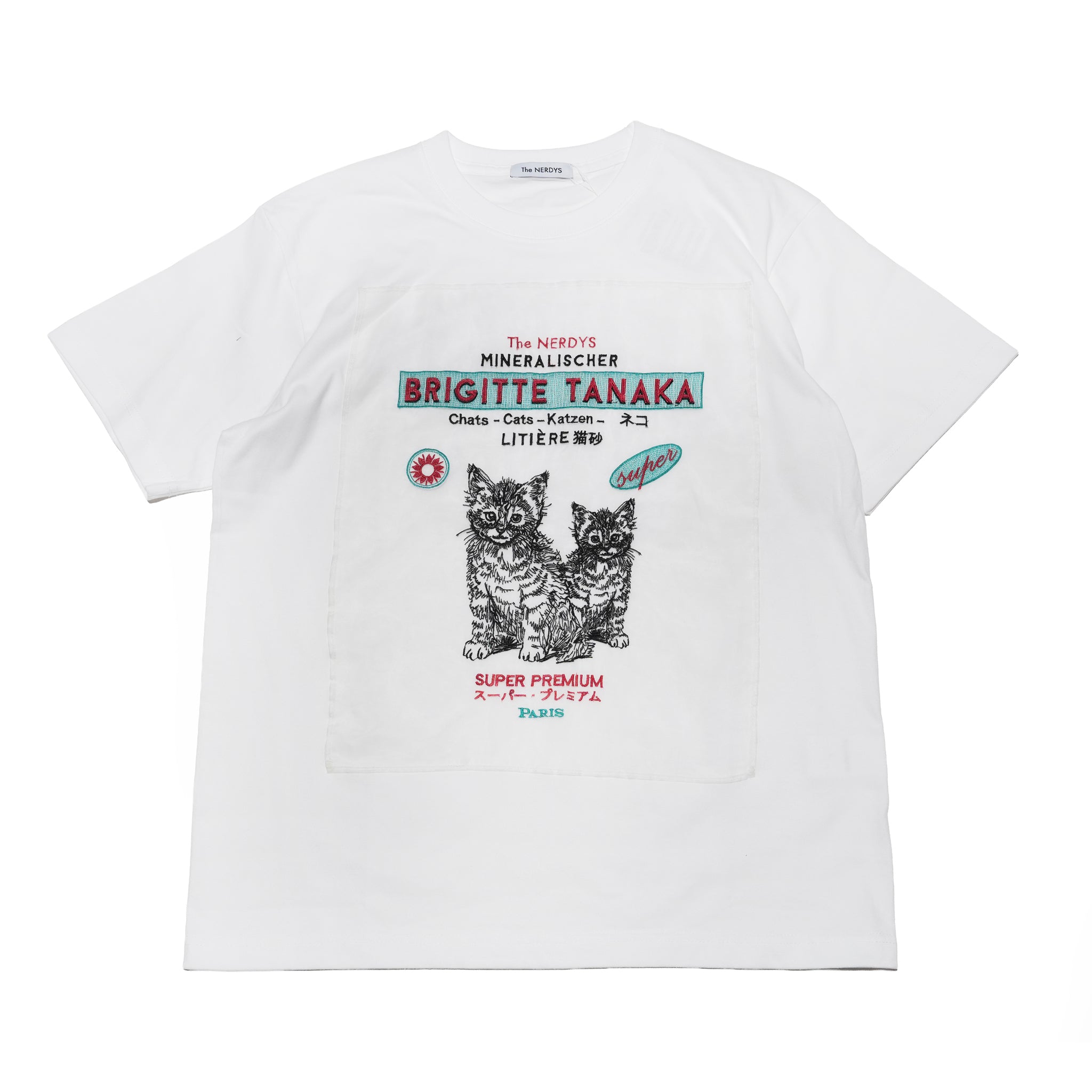 Brigitte Tanaka × The NERDYS CATS T-shirt – White | The NERDYS