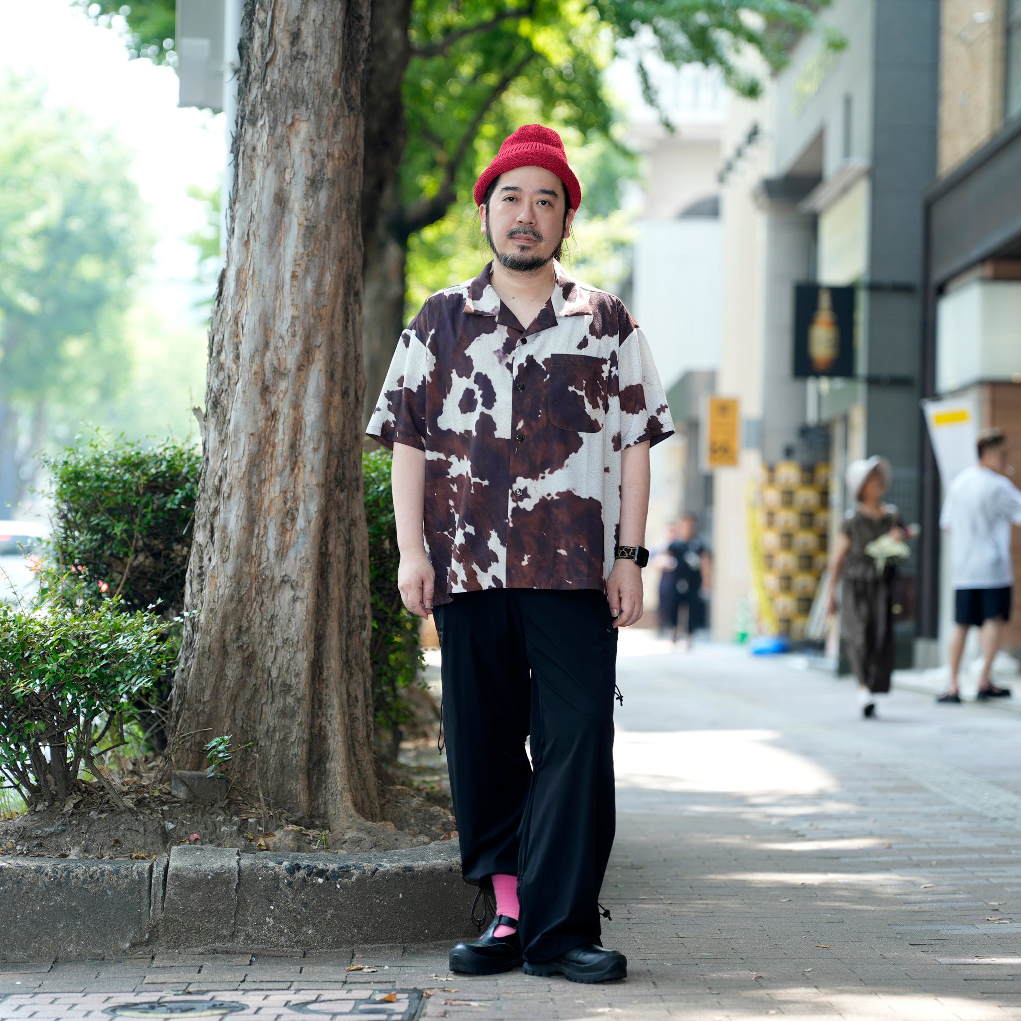 Pla25sst04_Print | Cowhide printed shirt | Color:Print【PLATEAU STUDIO_プラトー スタジオ】【archive】