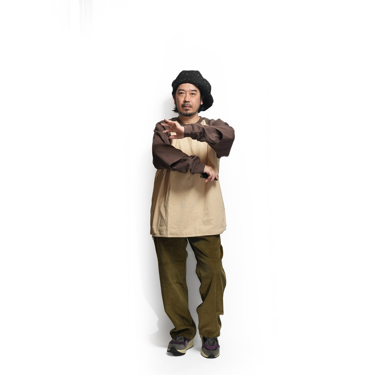 GMLR | Raglan Layered Long-Sleeve T-Shirt – Brown | GAMELRA