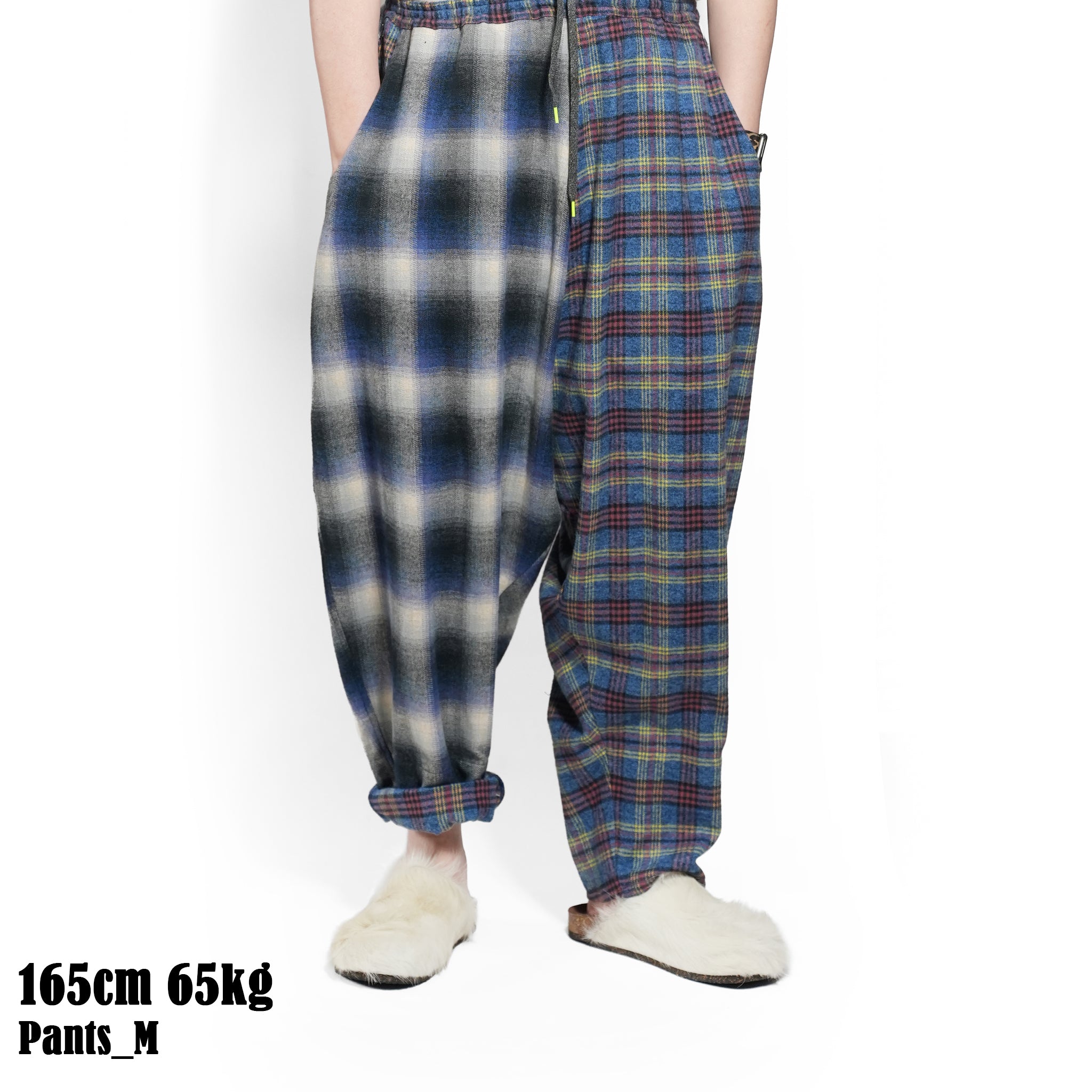Half flannel check Wide Pants – Blue | STOF | 入荷予定アイテム
