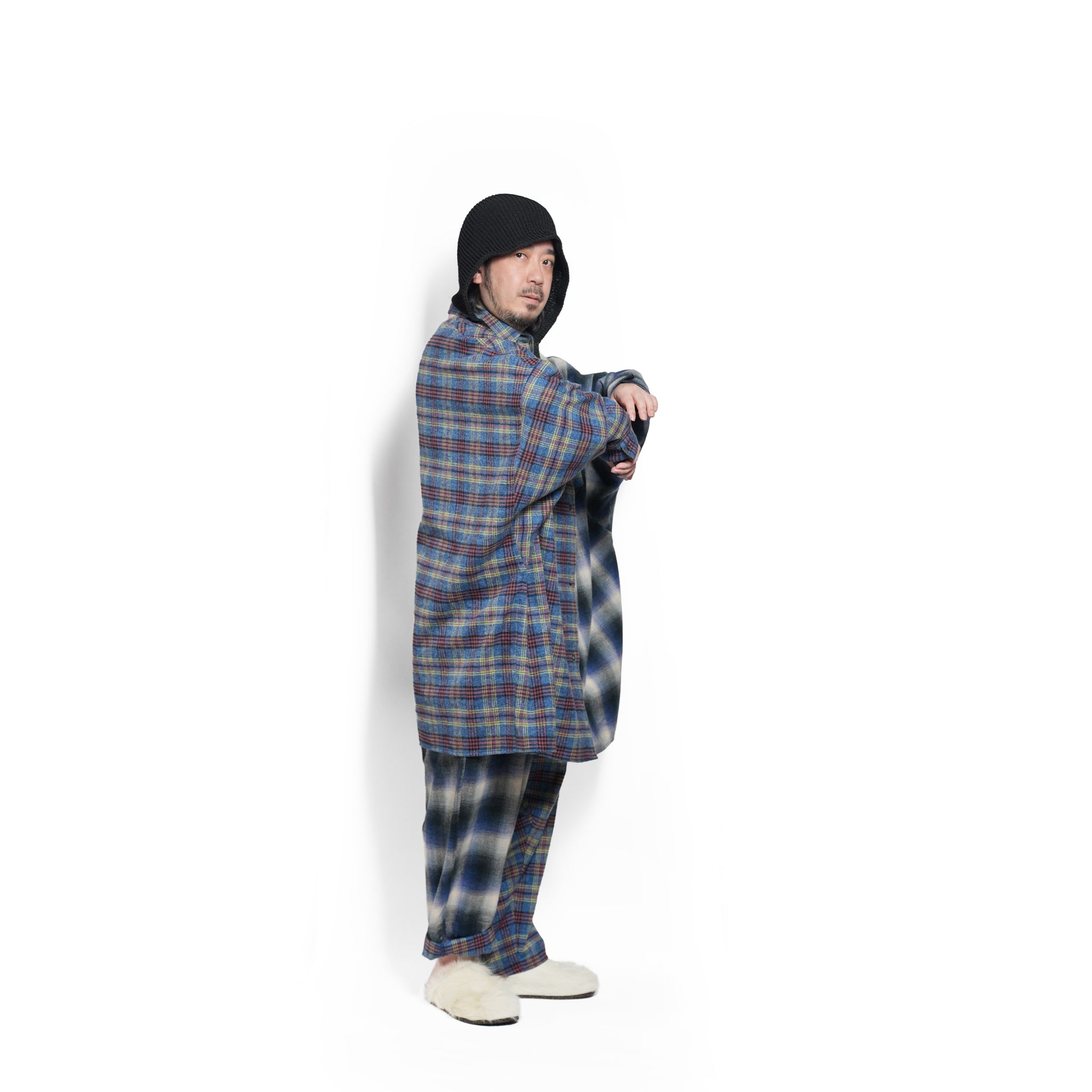 Half flannel check Wide Pants – Blue | STOF | 入荷予定アイテム