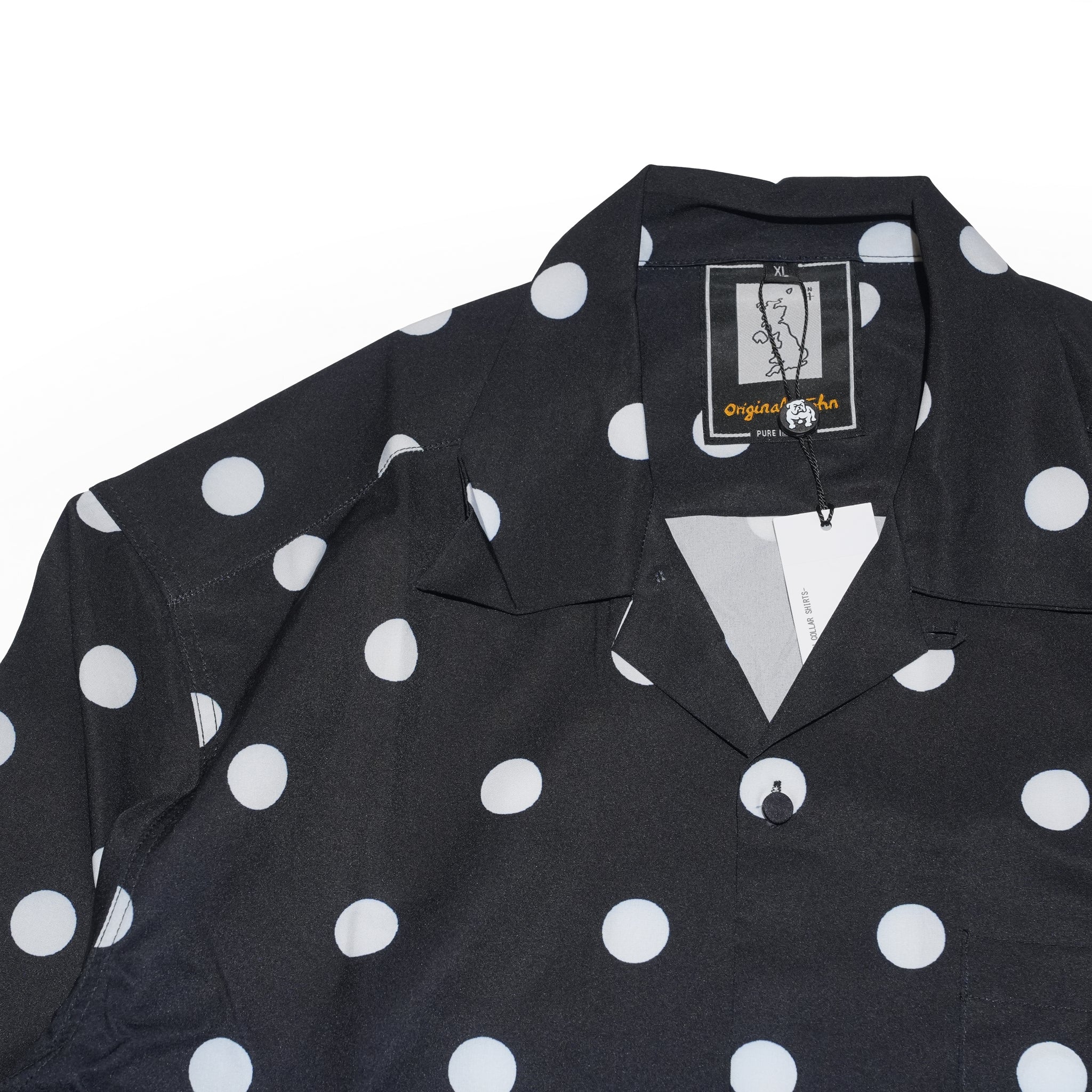 COVERED BUTTON OPEN COLLAR SHIRTS – Black | 261-SH03_Black | ORIGINAL JOHN