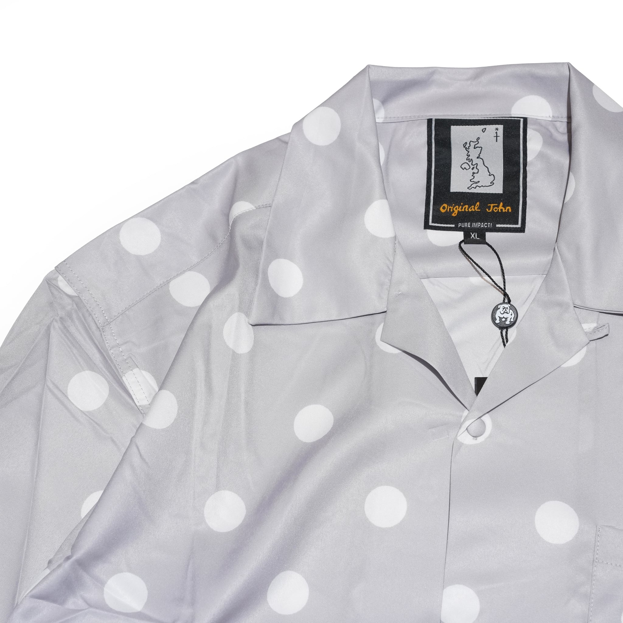 COVERED BUTTON OPEN COLLAR SHIRTS – Light Grey | 261-SH03_Light Grey | ORIGINAL JOHN