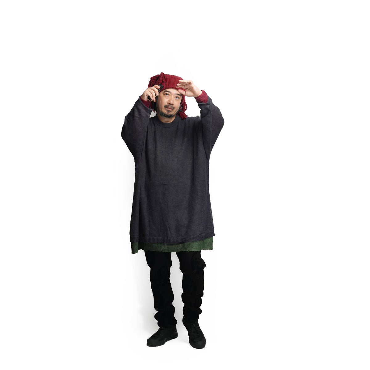 Mohair Layer Knit Pulover – Navy | STOF