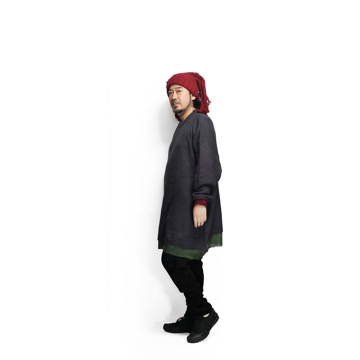 Mohair Layer Knit Pulover – Navy | STOF