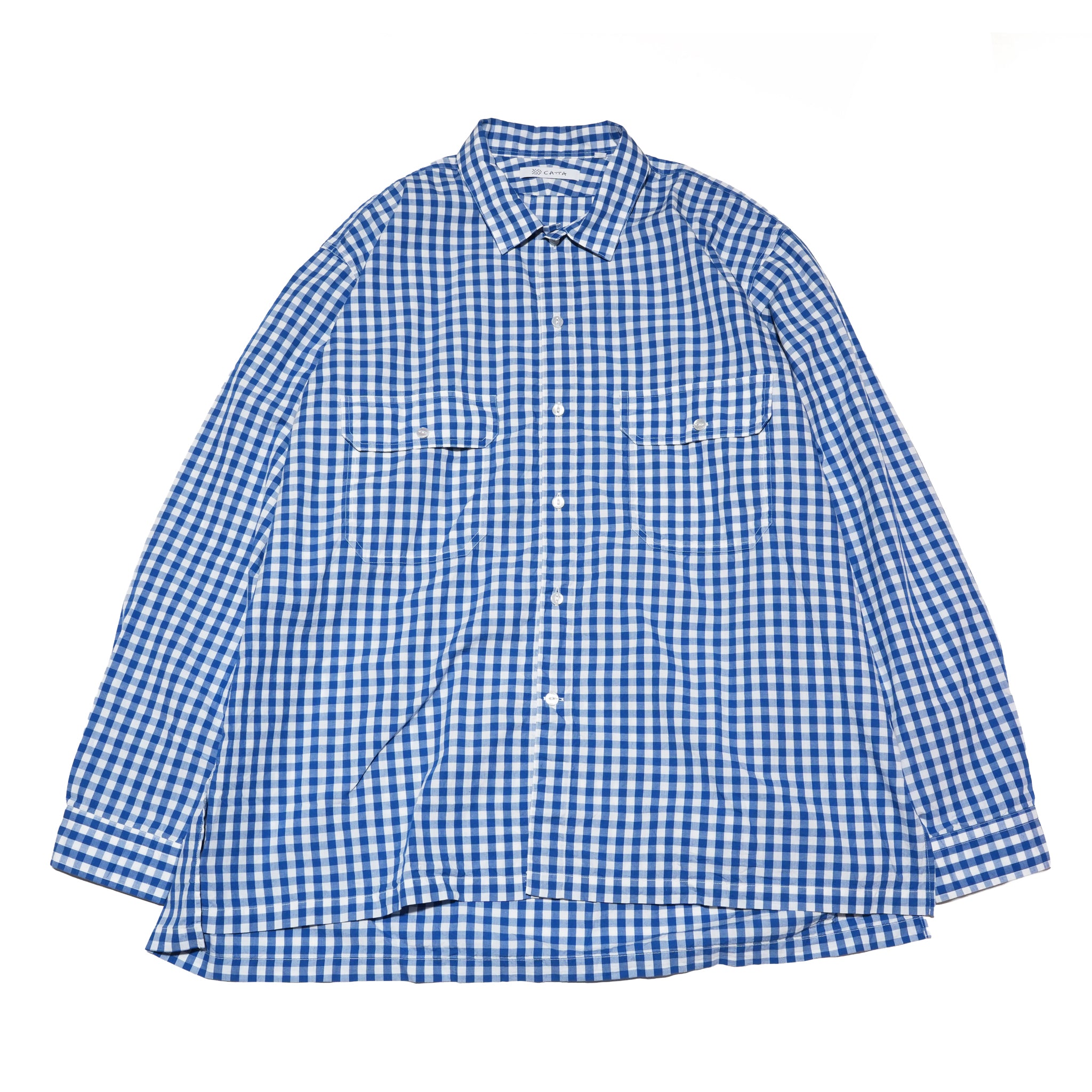 W POCKET SHIRT-GINGHAM – Blue | CATTA SHIRTS