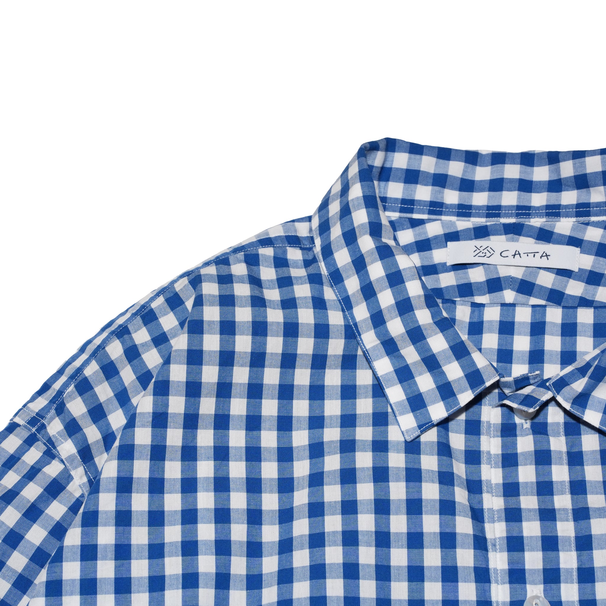 W POCKET SHIRT-GINGHAM – Blue | CATTA SHIRTS