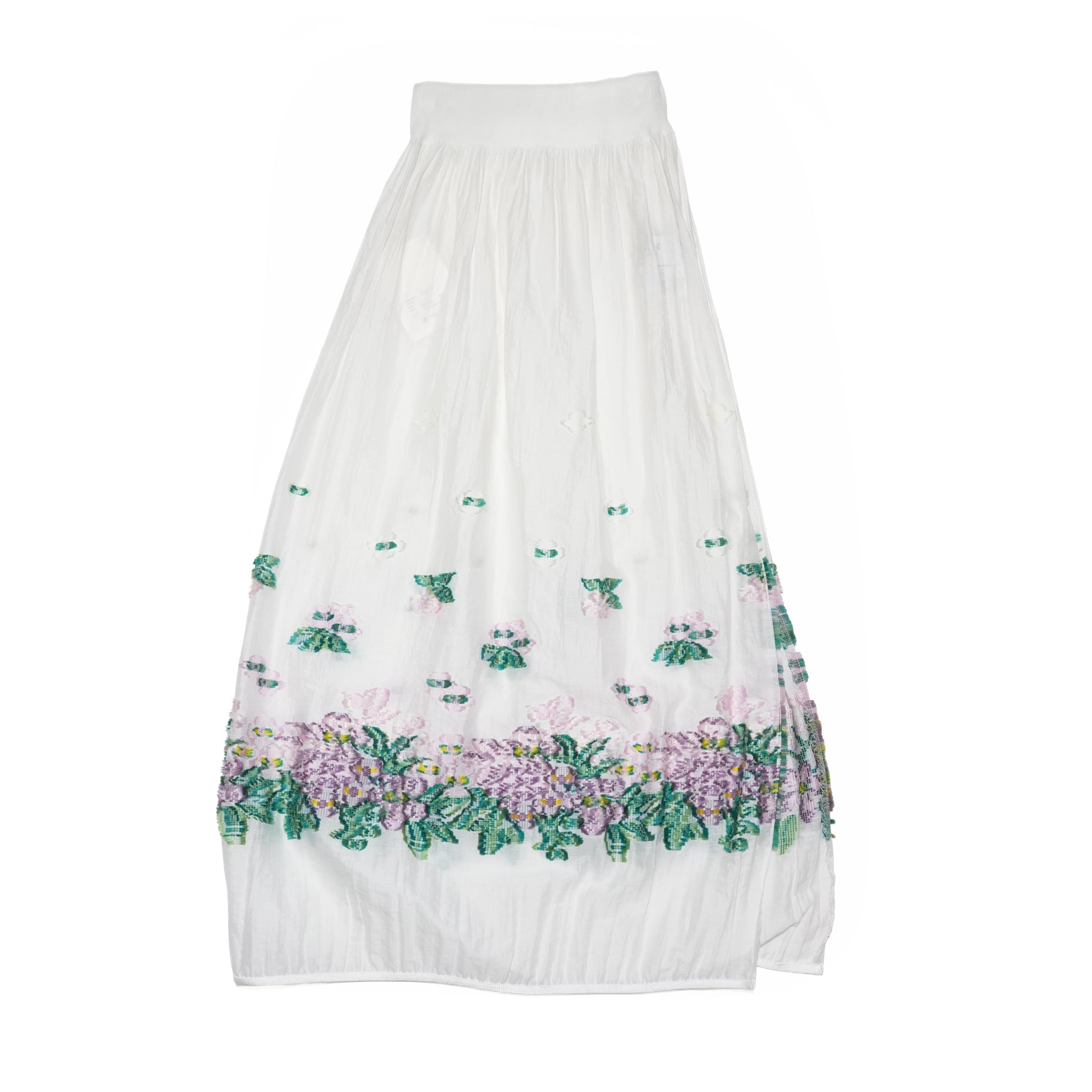 Mosaic Garden Simple Skirt– White | BEDSIDEDRAMA