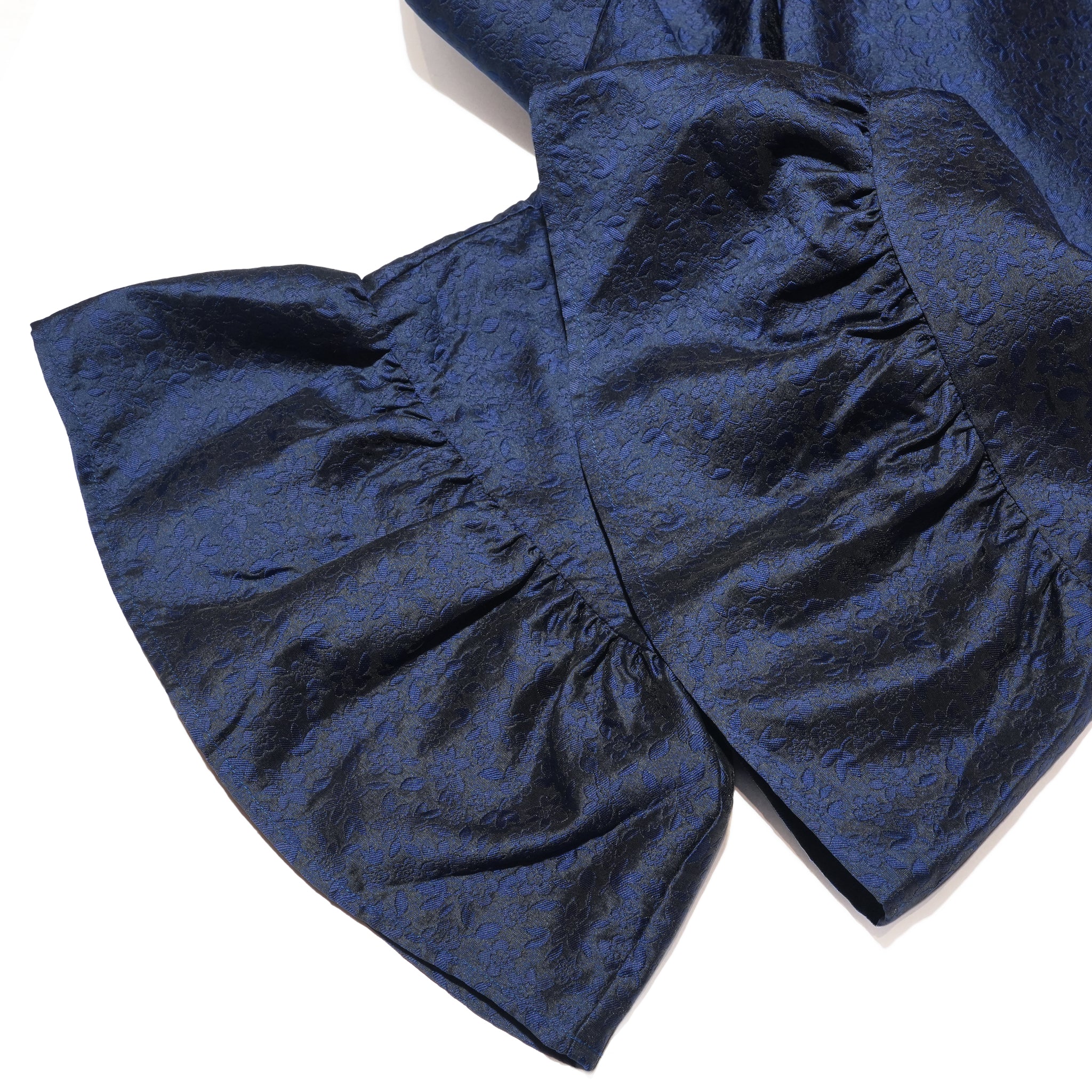 Orchid Jacquard Ruffle Trousers – Navy | SISTER JANE