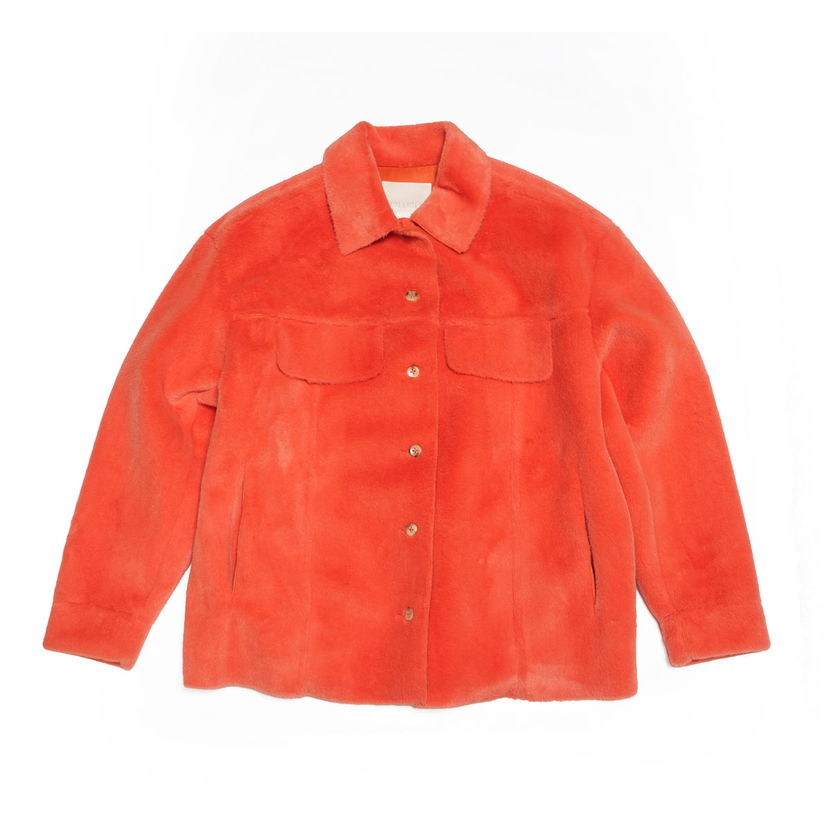 HUSH Lightweight Faux Fur Shirt Jacket– Coral Red | MOLLIOLLI