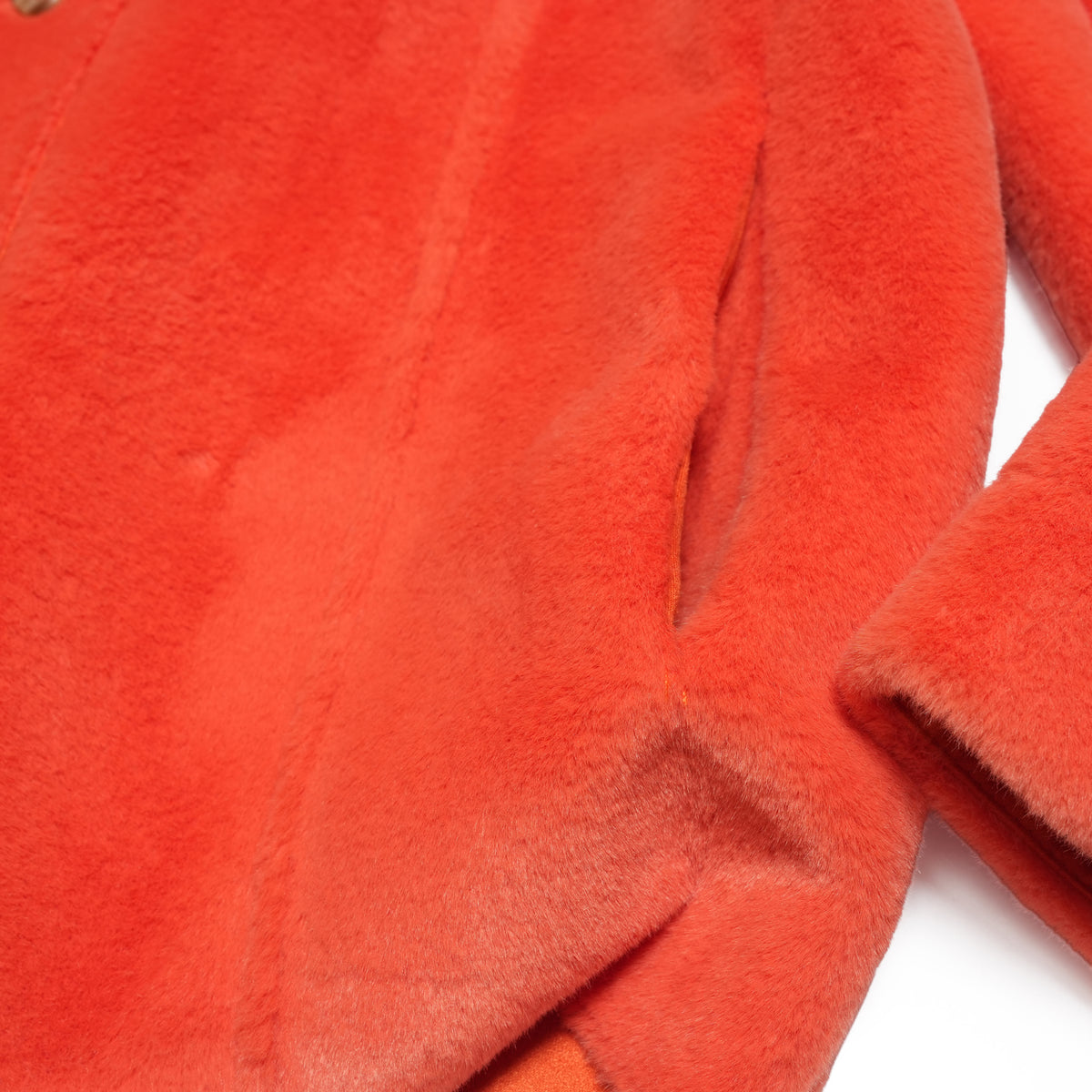 HUSH Lightweight Faux Fur Shirt Jacket– Coral Red | MOLLIOLLI