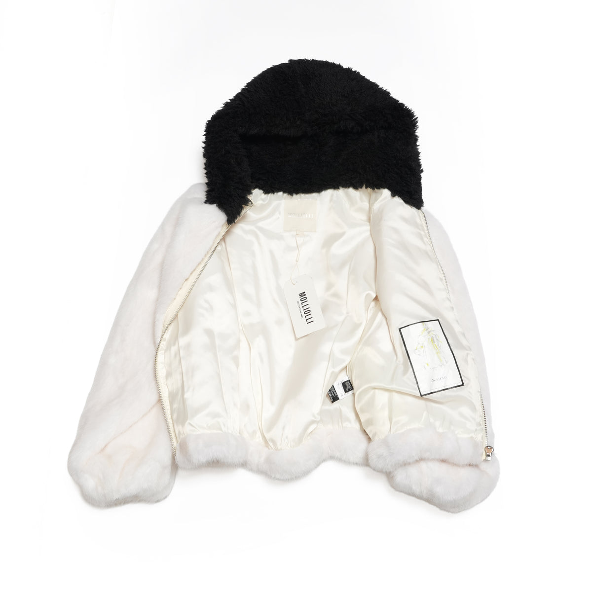 NADIA Faux Fur Hooded Zip-Up Jumper – S/WHITE | MOLLIOLLI