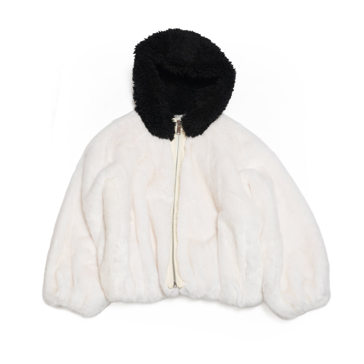 NADIA Faux Fur Hooded Zip-Up Jumper – S/WHITE | MOLLIOLLI