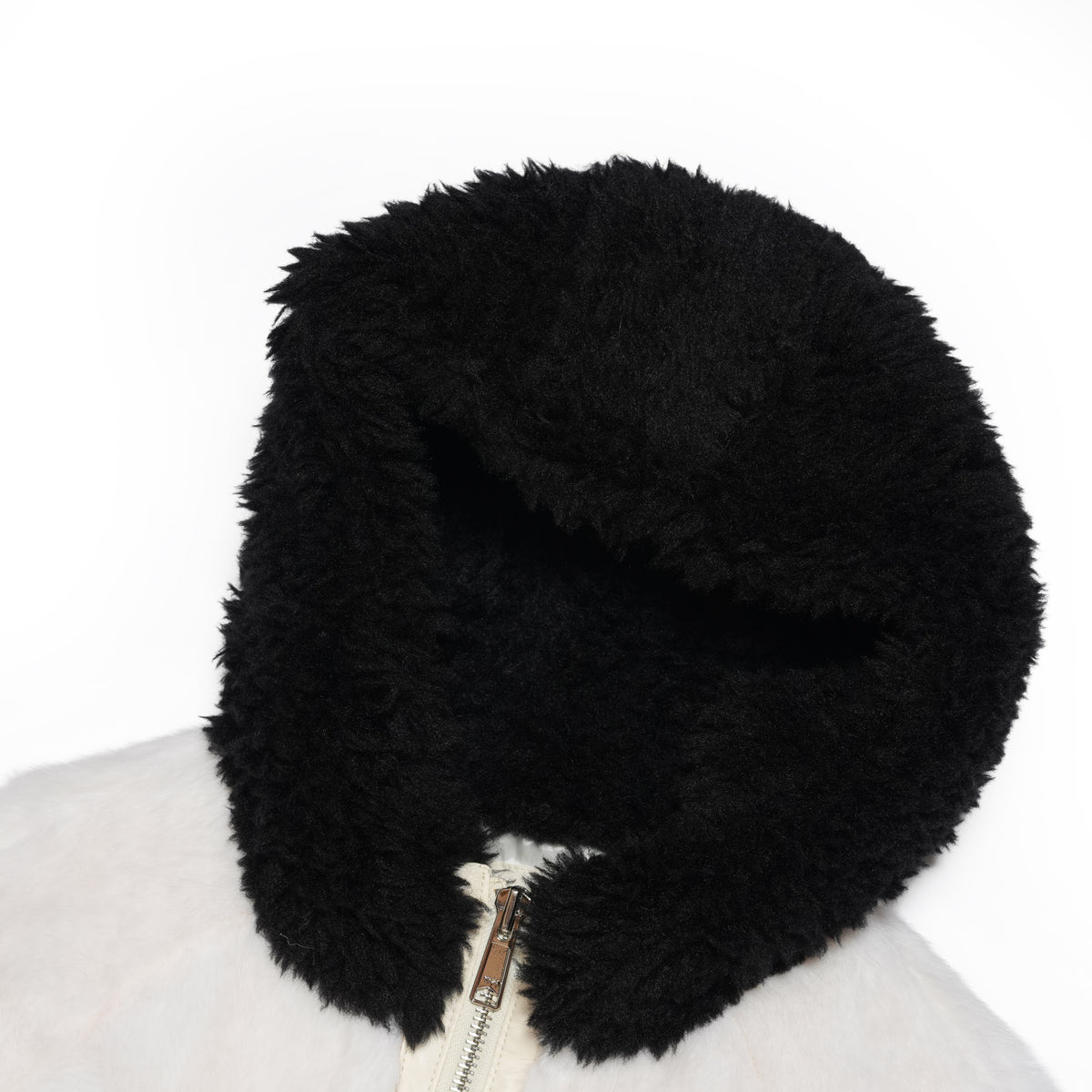 NADIA Faux Fur Hooded Zip-Up Jumper – S/WHITE | MOLLIOLLI