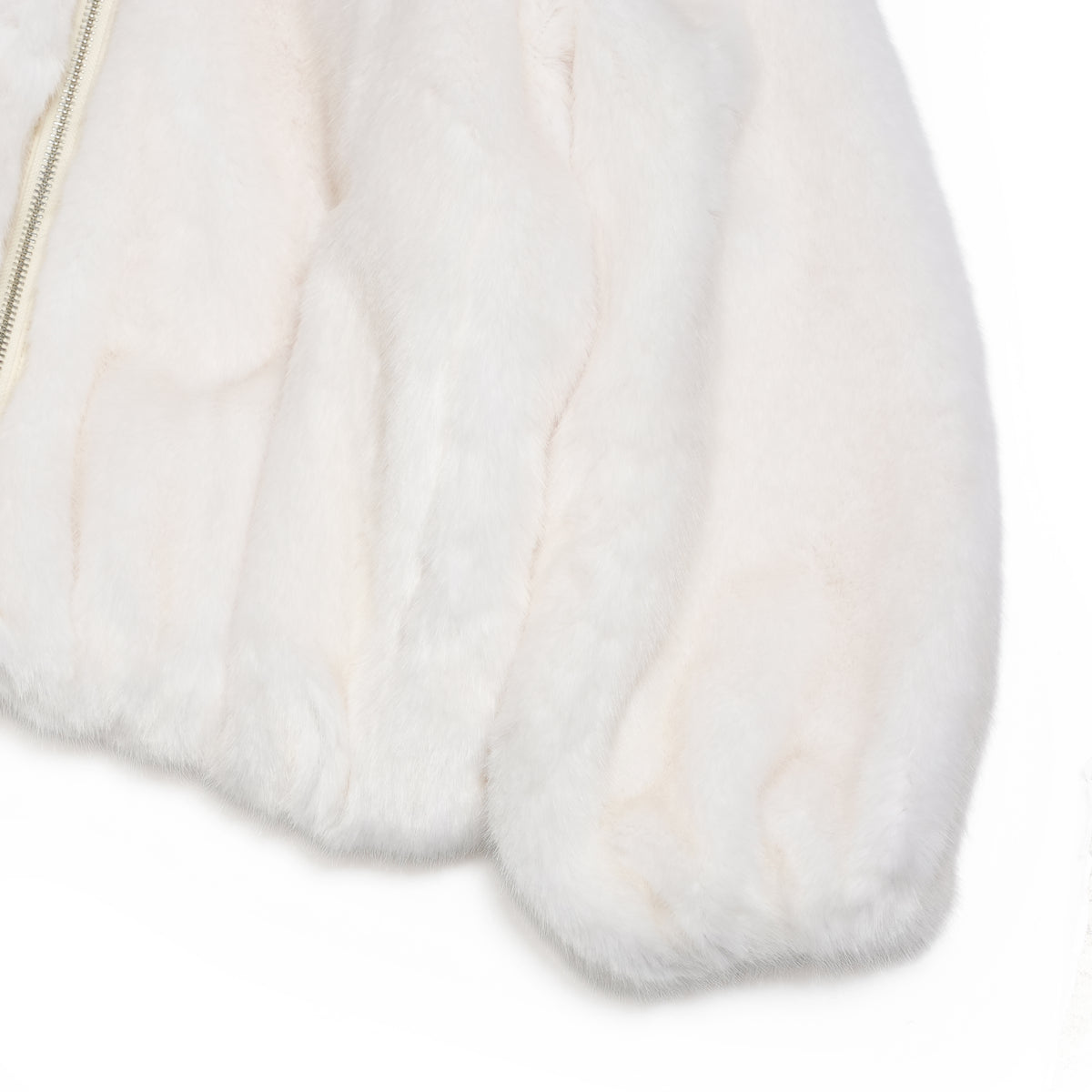 NADIA Faux Fur Hooded Zip-Up Jumper – S/WHITE | MOLLIOLLI