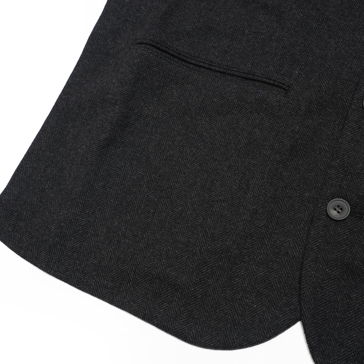 Wool Blend Tweed Back-Open Layered Crew Neck Vest <#black> | 〼〼 MASU MASU