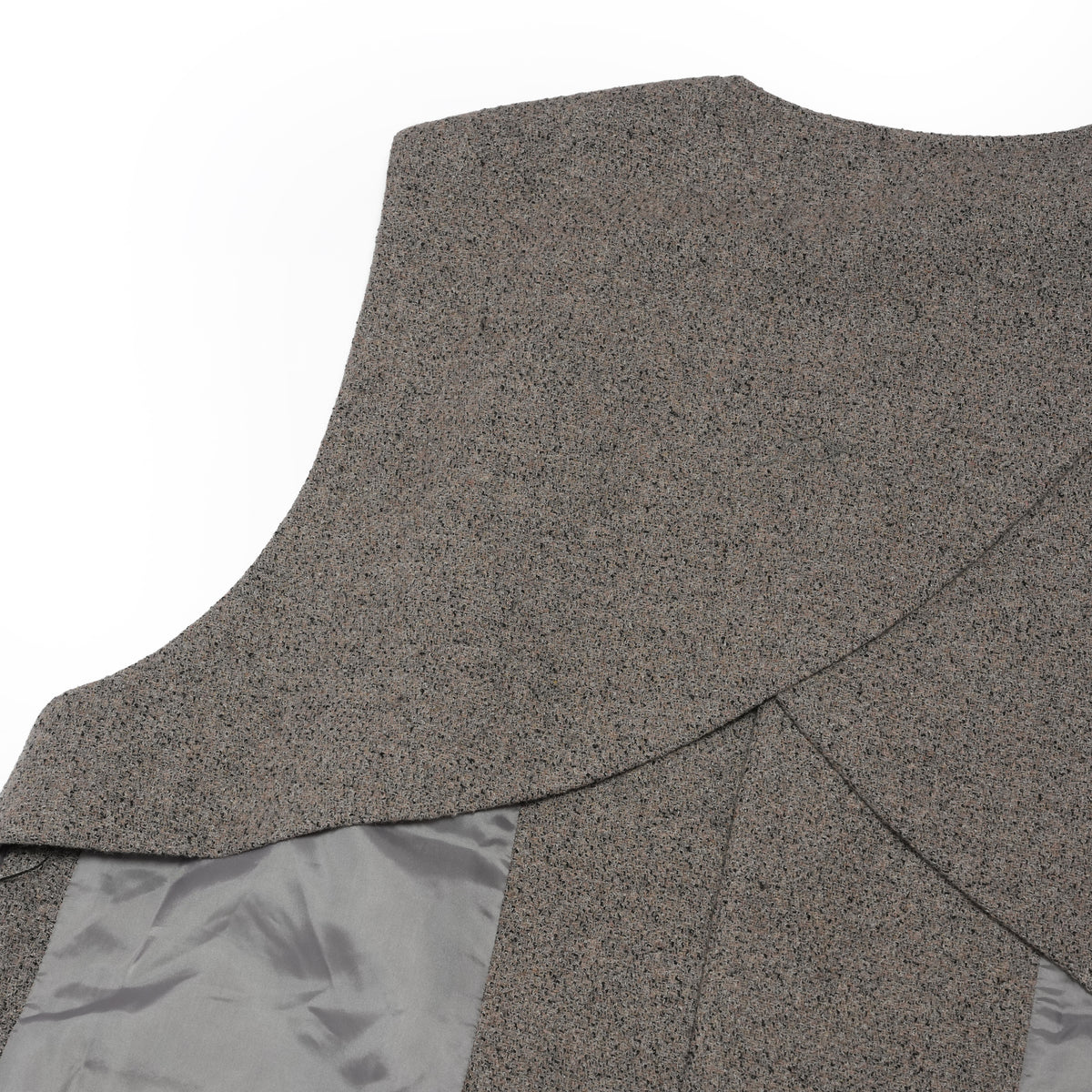 Wool Blend Tweed Back-Open Layered Crew Neck Vest <#garyge> | 〼〼 MASU MASU
