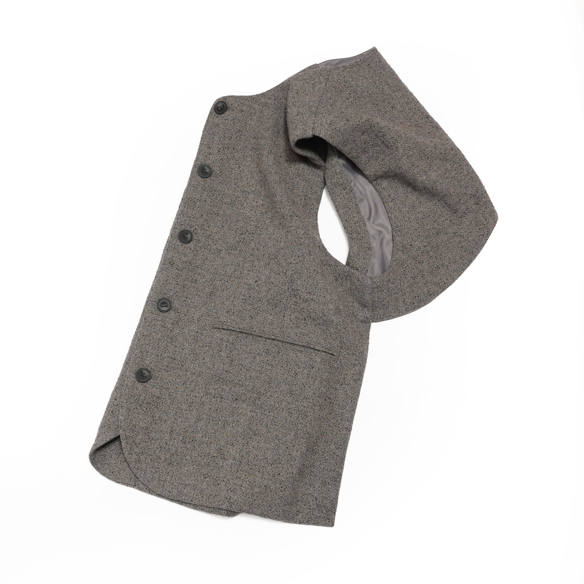 Wool Blend Tweed Back-Open Layered Crew Neck Vest <#garyge> | 〼〼 MASU MASU
