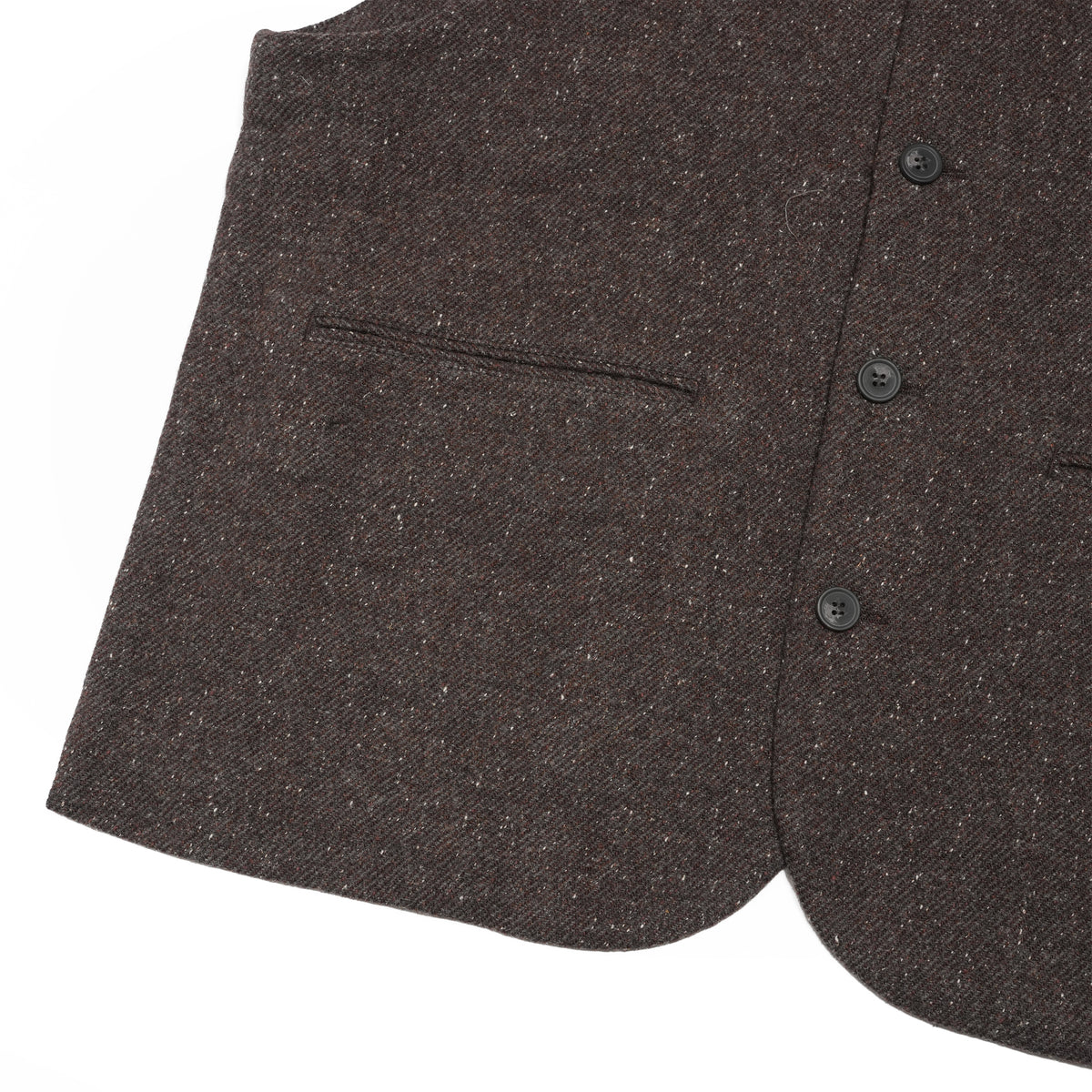 Wool Blend Tweed Back-Open Layered Crew Neck Vest <#brown> | 〼〼 MASU MASU