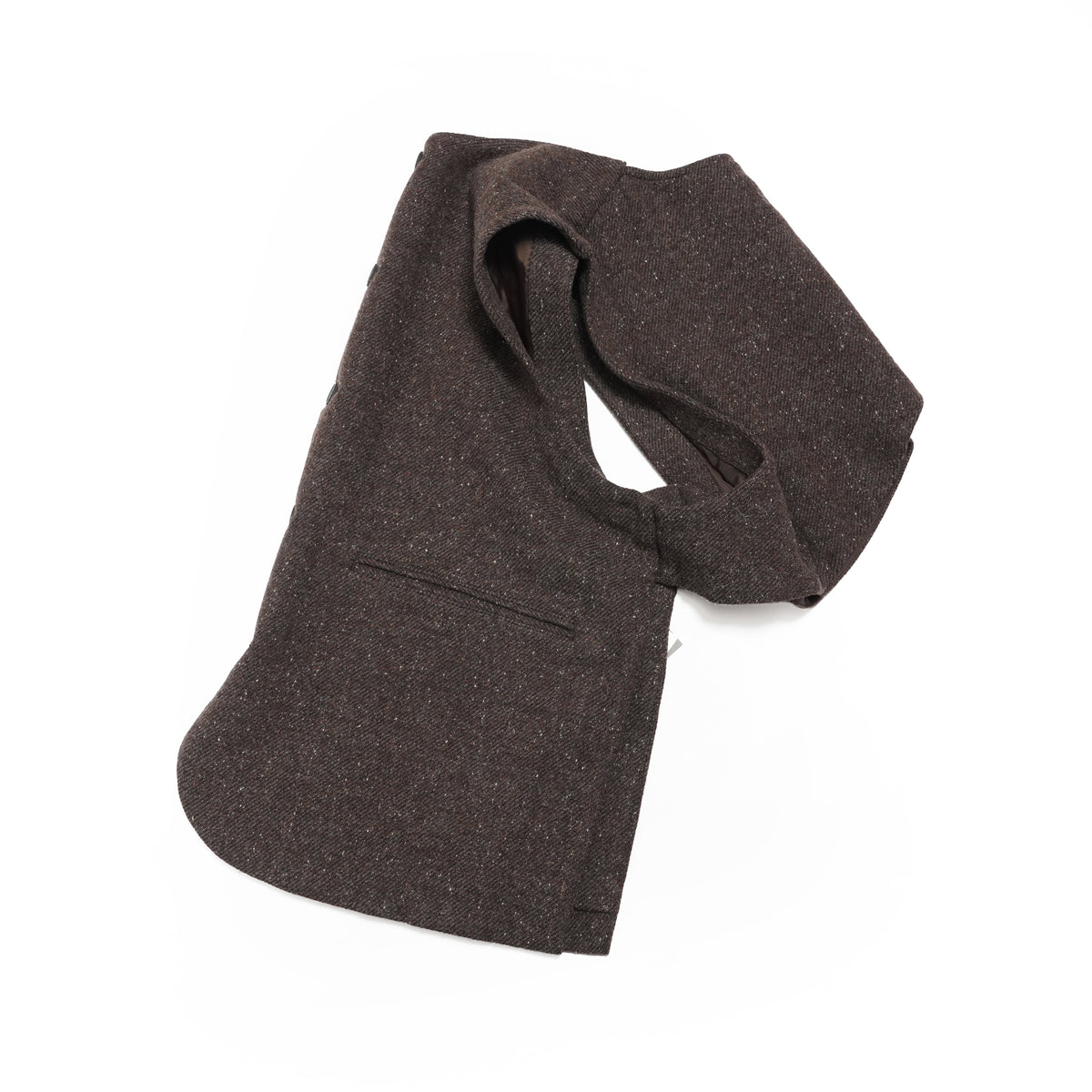 Wool Blend Tweed Back-Open Layered Crew Neck Vest <#brown> | 〼〼 MASU MASU