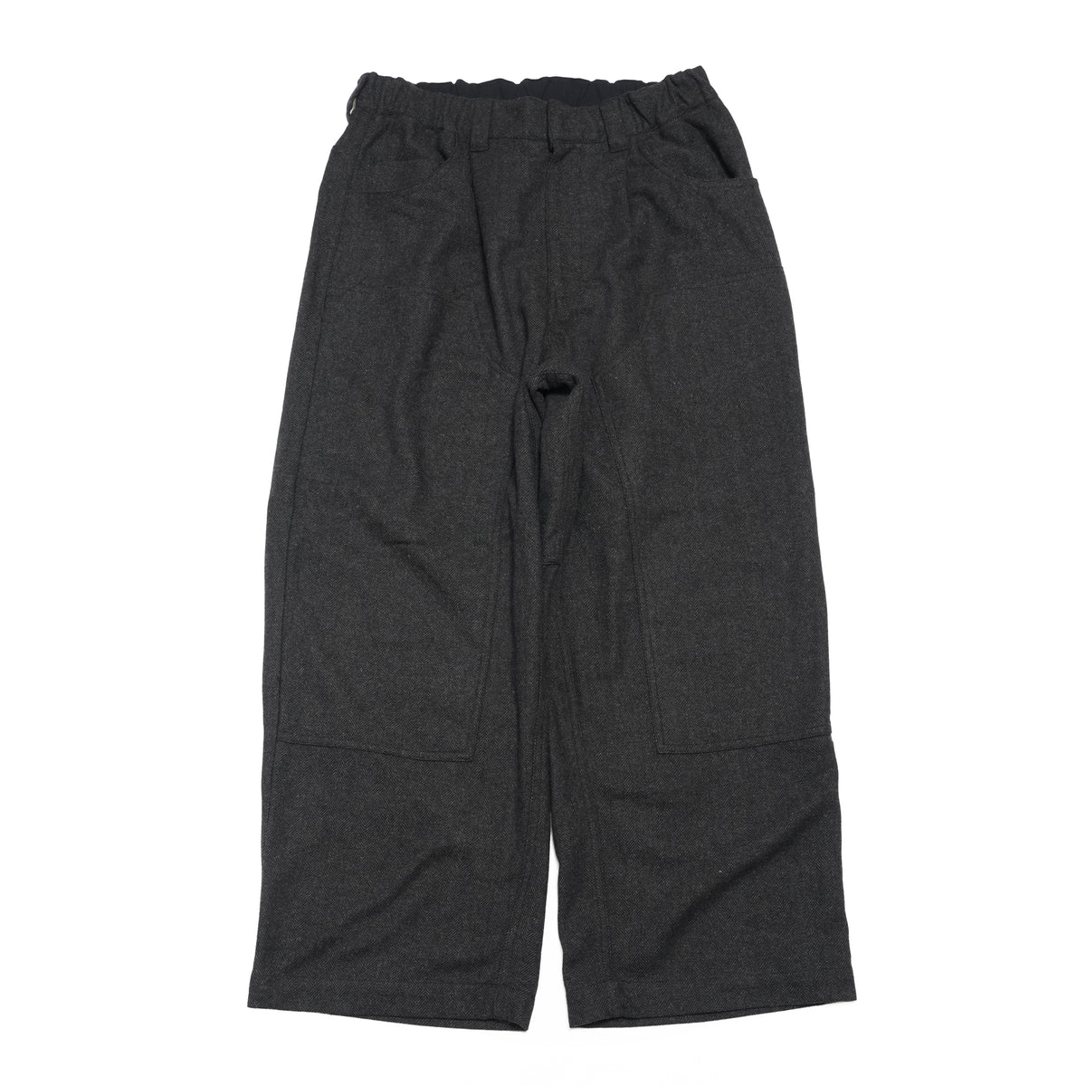 Wool Blend Tweed Double-Knee Painter's Work Pants <#black> | 〼〼 MASU MASU