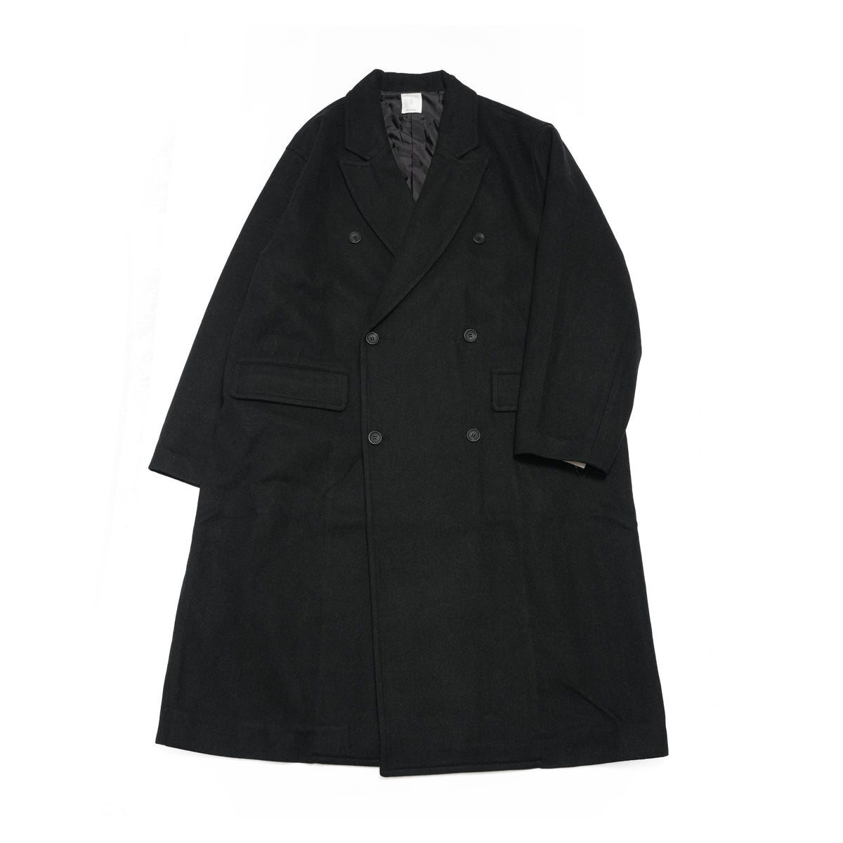 Wool Blend Double-Breasted Long Coat <#black> | 〼〼 MASU MASU