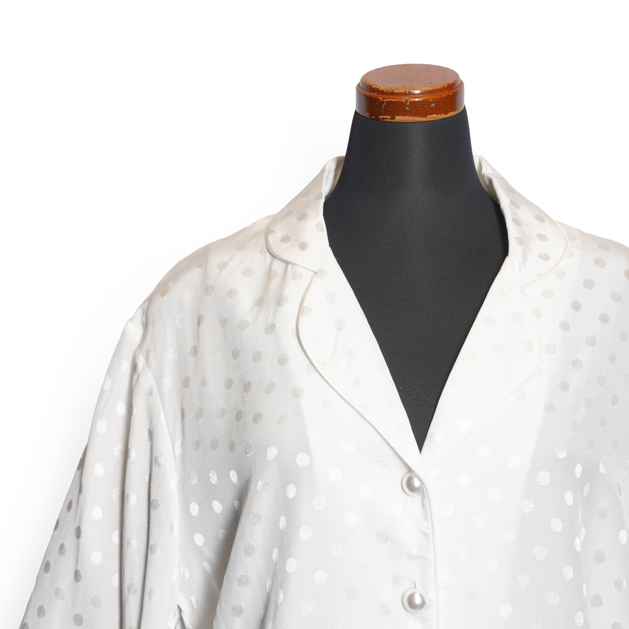 Perle Spot Belted Blouse – White | SISTER JANE