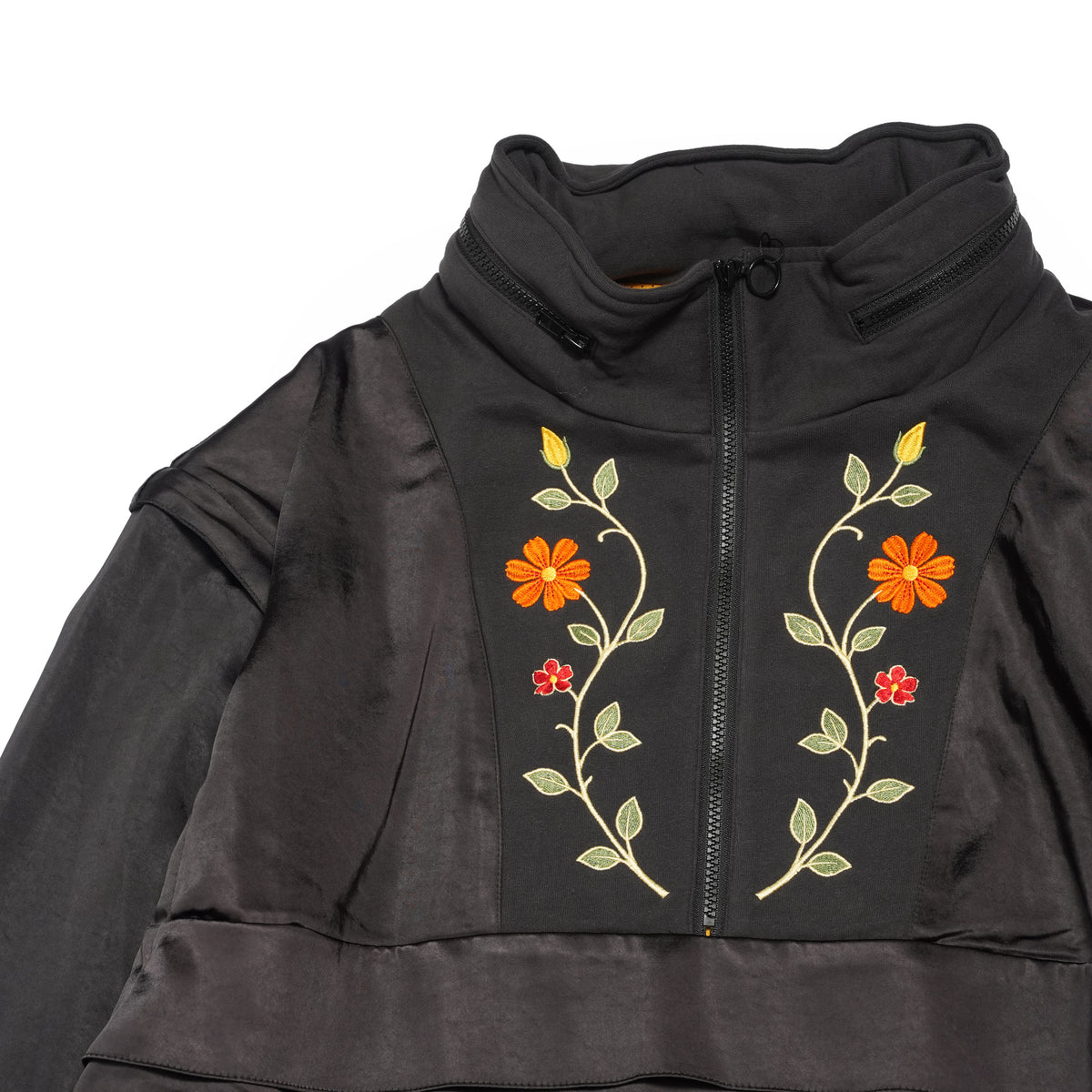 Satin Multi Half-Zip Jacket – Black | GAMELRA