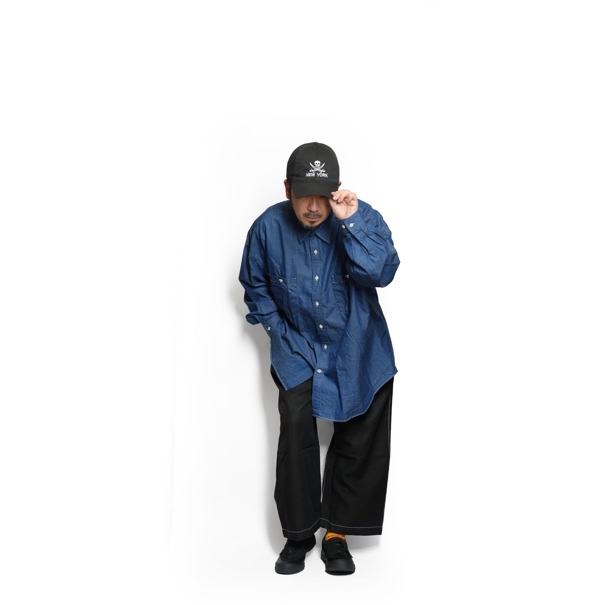 REGULAR WIDE W POCKET SHIRT-DENIM – Navy | CATTA SHIRTS
