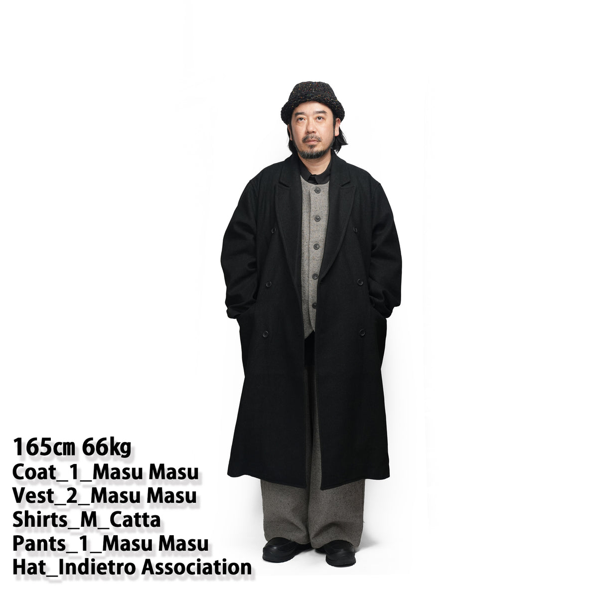 Wool Blend Tweed Back-Open Layered Crew Neck Vest <#garyge> | 〼〼 MASU MASU