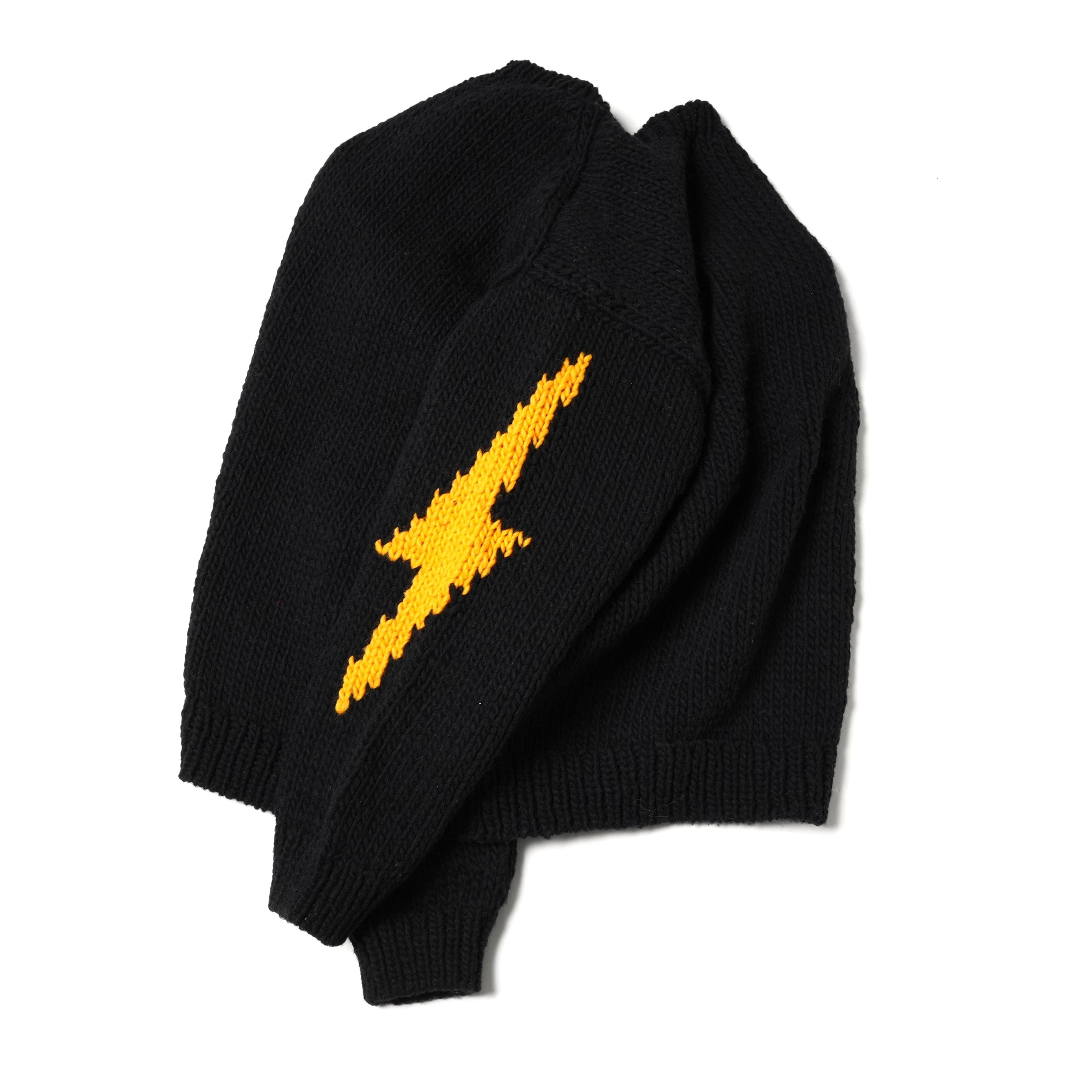 No:tl23f003a | Name:lightning hand knit crew | Color:Black【THRIFTY LOOK_スリフティールック】【入荷予定アイテム・入荷連絡可能】