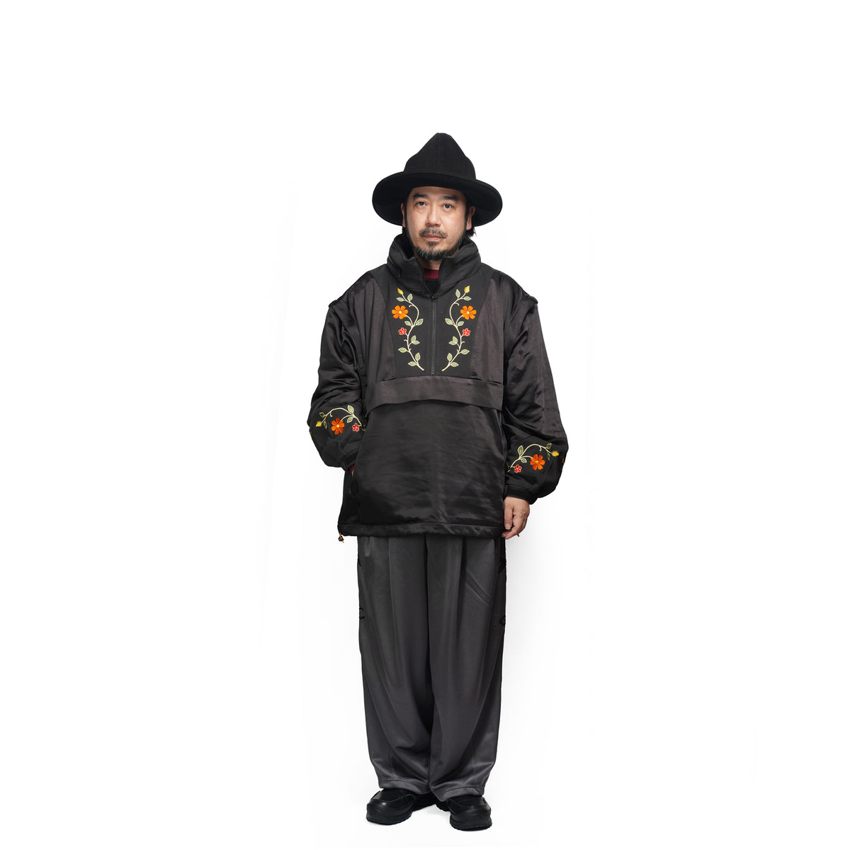 Satin Multi Half-Zip Jacket – Black | GAMELRA