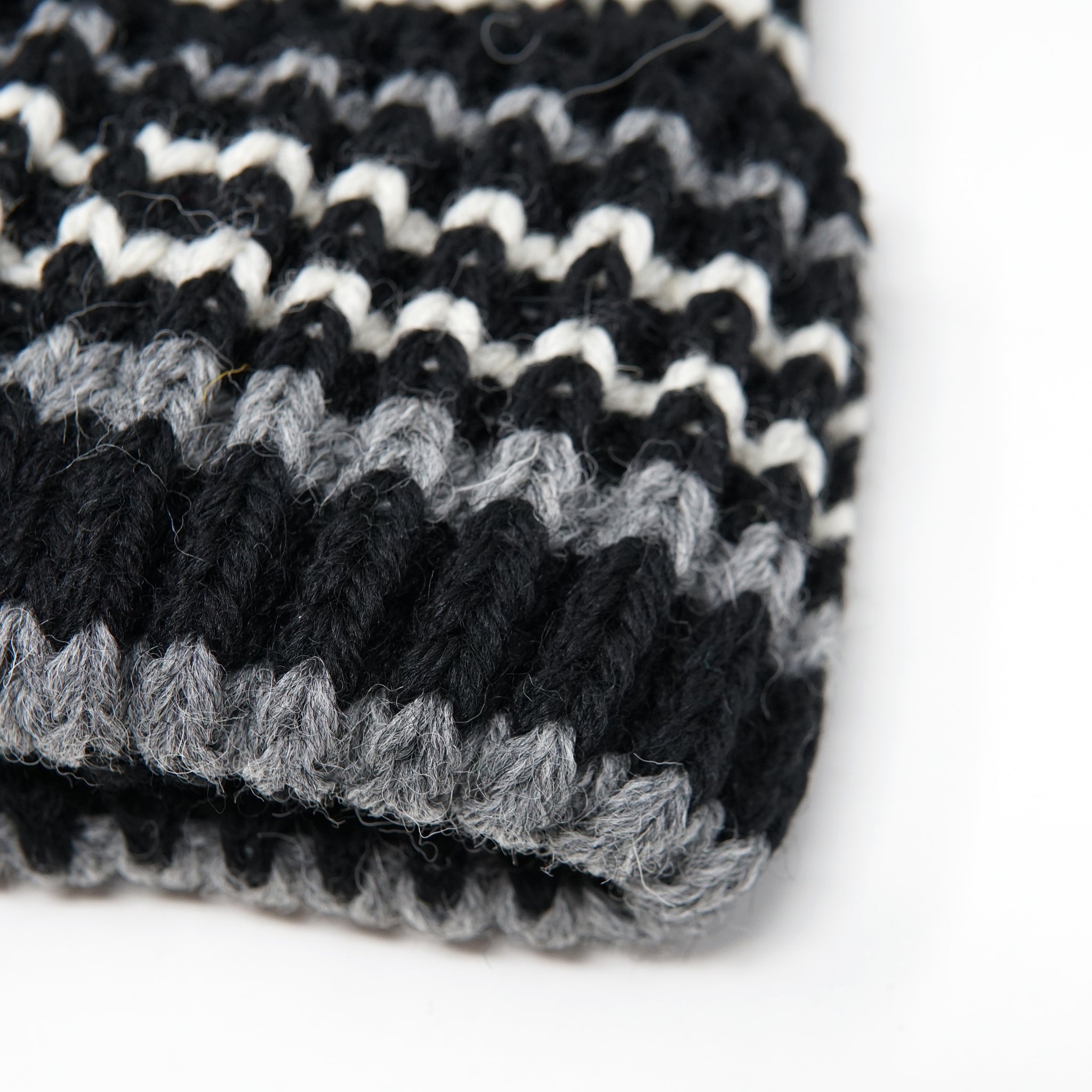 No:HL-23FW-0019 | Name:Rib Multi Border BW 001 Bobcap |  Color:Black-Steel-Aran/Steel-Mint-Aran【HIGHLAND 2000】【ネコポス選択可能】