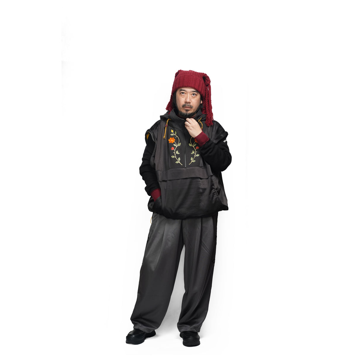 Satin Multi Half-Zip Jacket – Black | GAMELRA