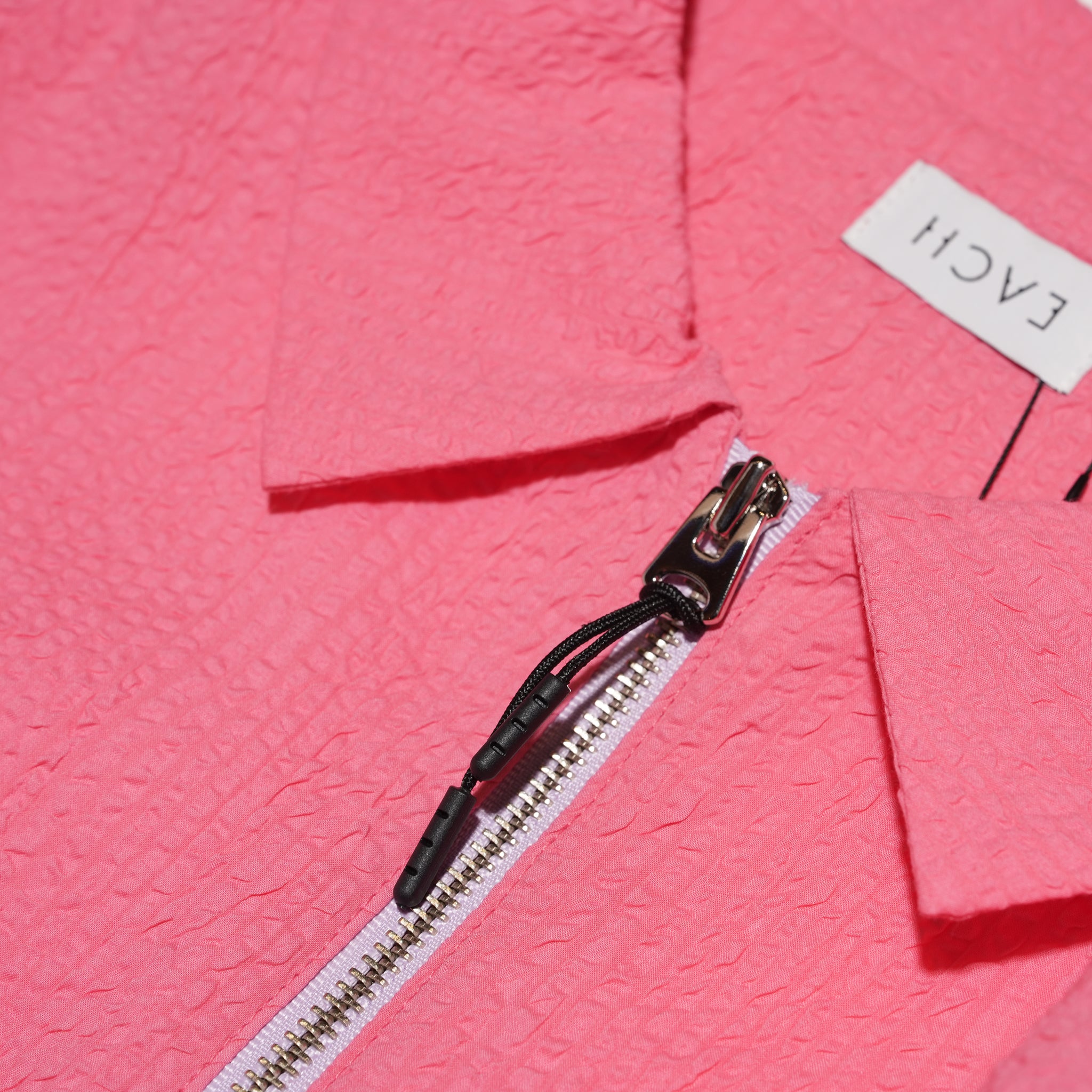 CONTRAST ZIP SEERSUCKER SHIRT – Pink | HCAE