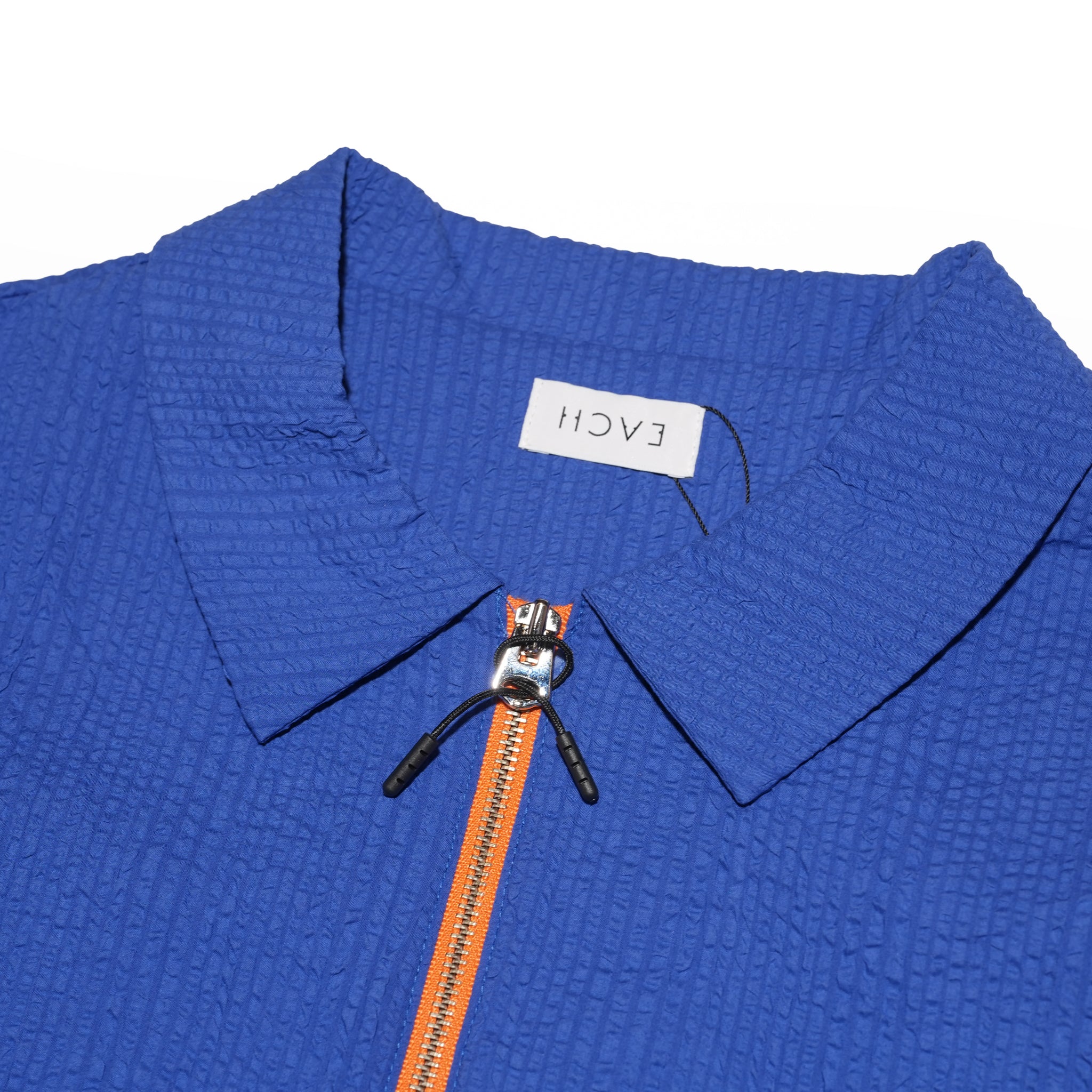 CONTRAST ZIP SEERSUCKER SHIRT – Blue | HCAE