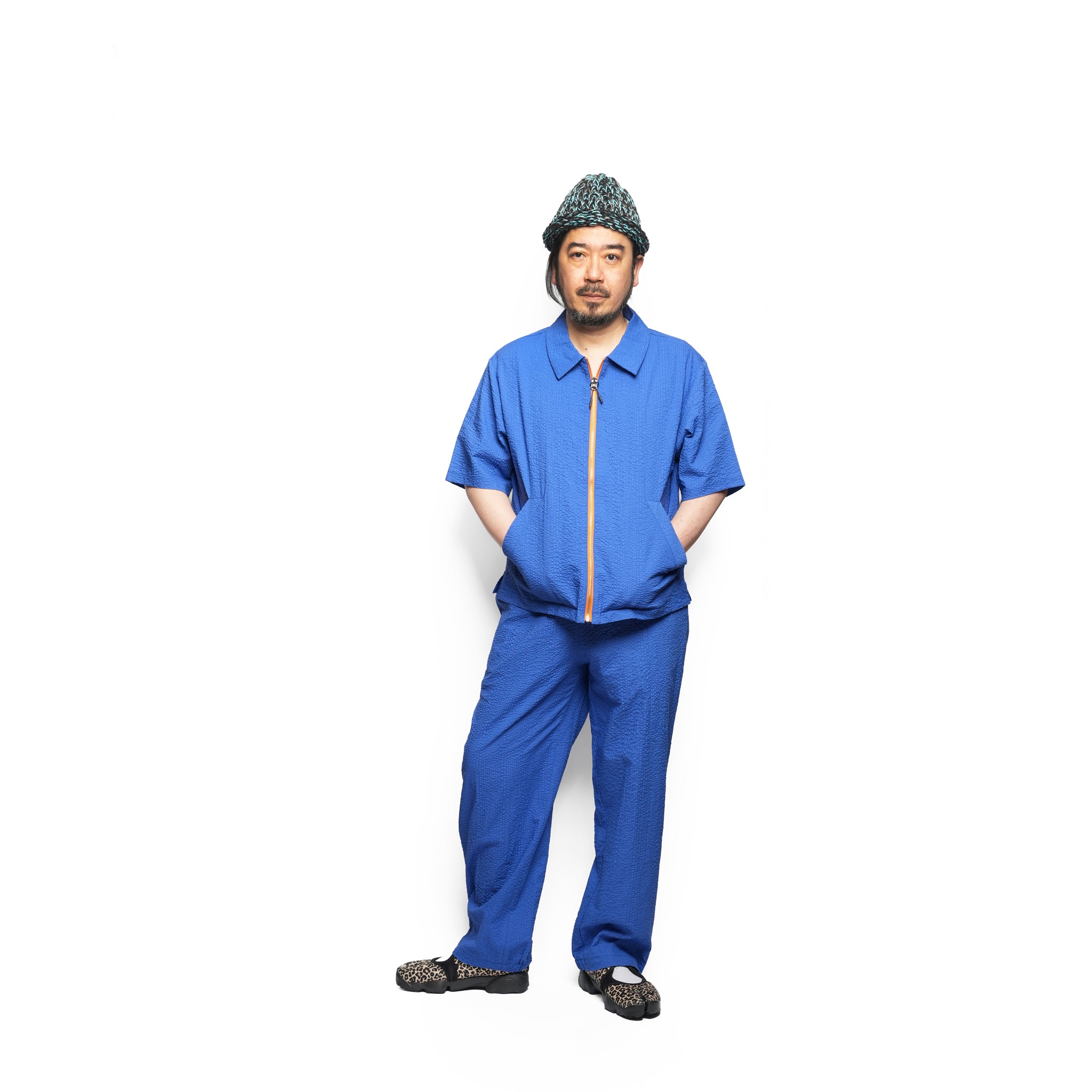 ZIP HEM SEERSUCKER PANTS – Blue | HCAE