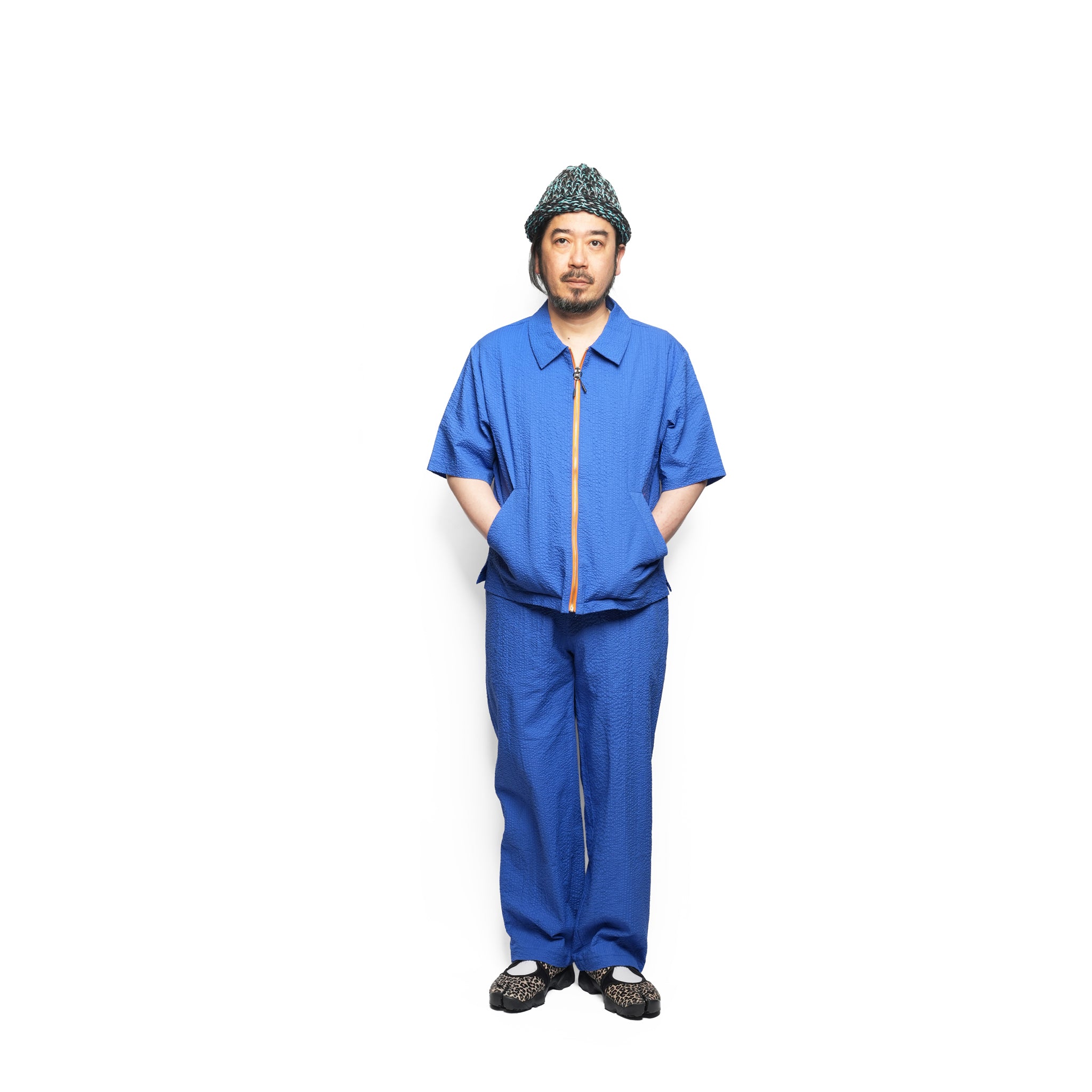 ZIP HEM SEERSUCKER PANTS – Blue | HCAE