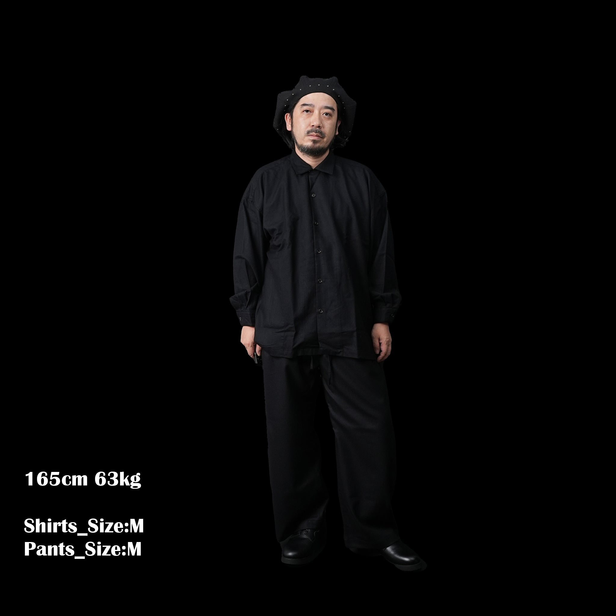 No:2023aw-BE-02 | Name:BAGS EASY WIDE PANTS-WOOL FLANNEL | Color:Black【CATTA_カッタ】