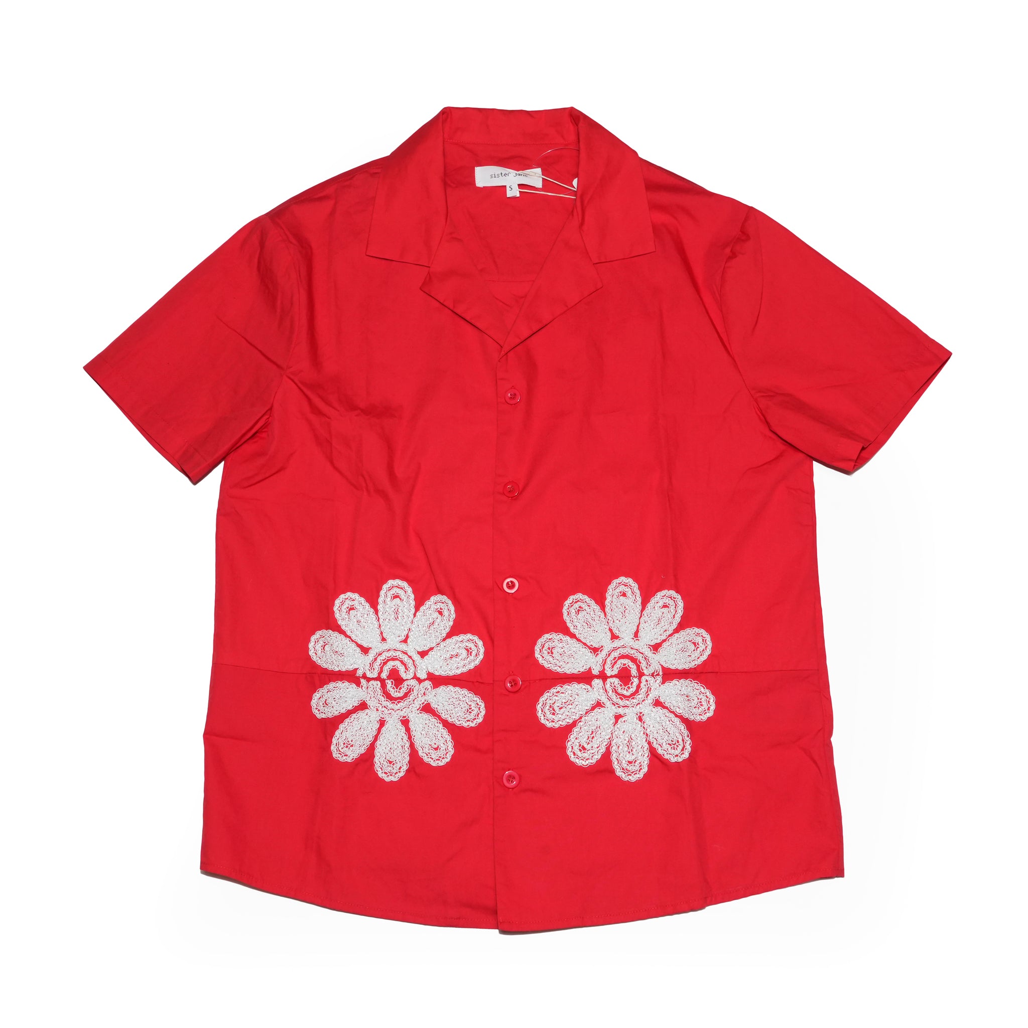 Rosario Trimmed Pockets Shirt | Color_Red | No_32SM00BLM162RED_RED【SISTER JANE_シスタージェーン】