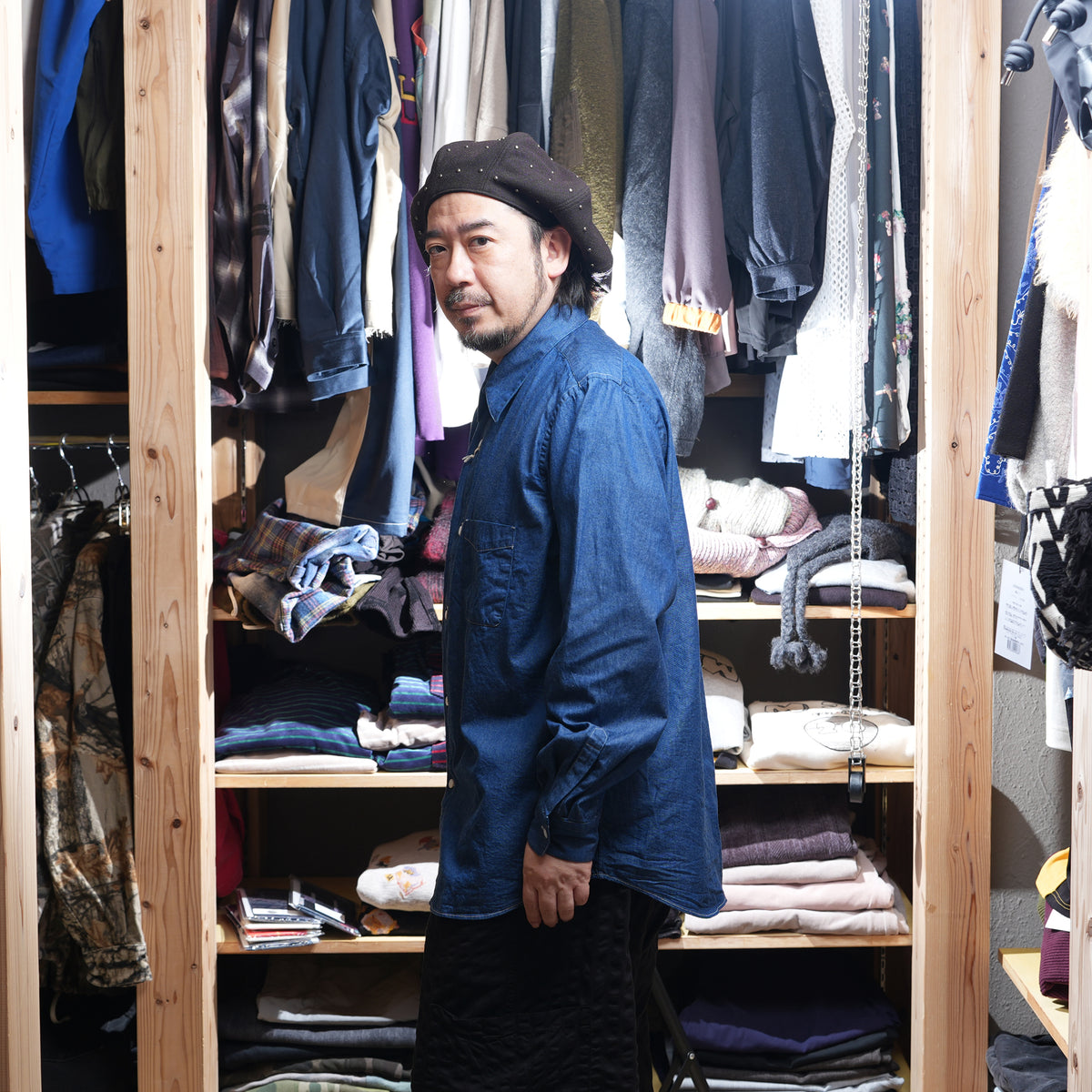 REGULAR COLLAR W POCKET SHIRT-DENIM – Navy | CATTA