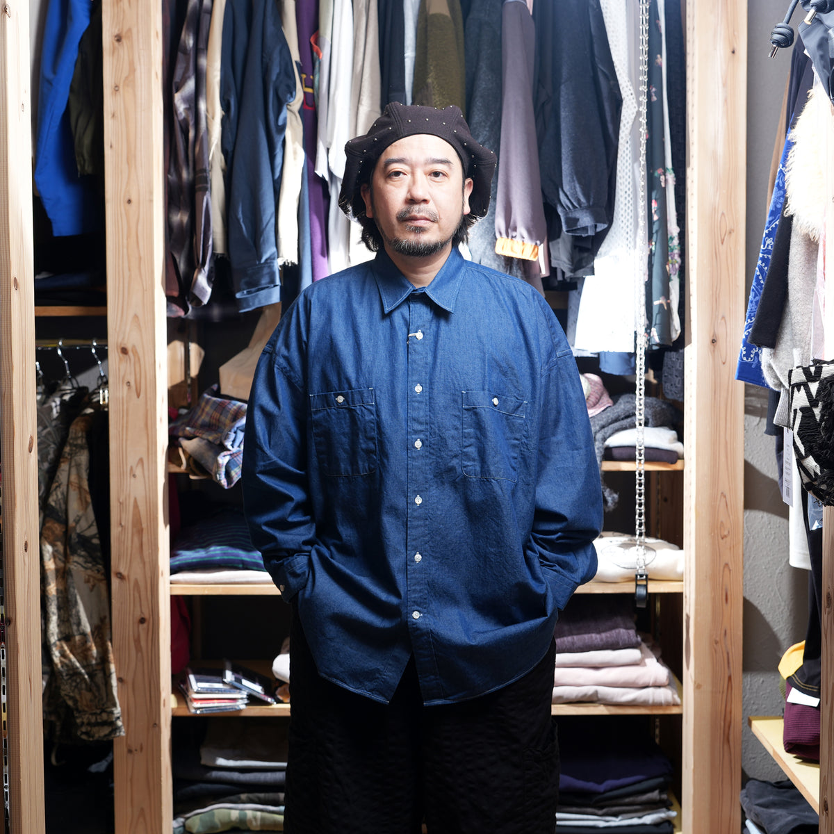 REGULAR WIDE W POCKET SHIRT-DENIM 2026AW – Navy | CATTA SHIRTS