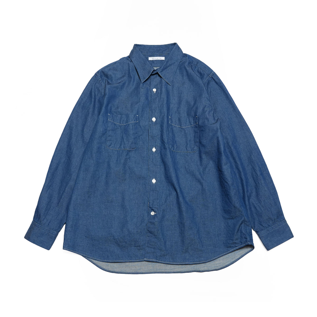 REGULAR COLLAR W POCKET SHIRT-DENIM – Navy | CATTA
