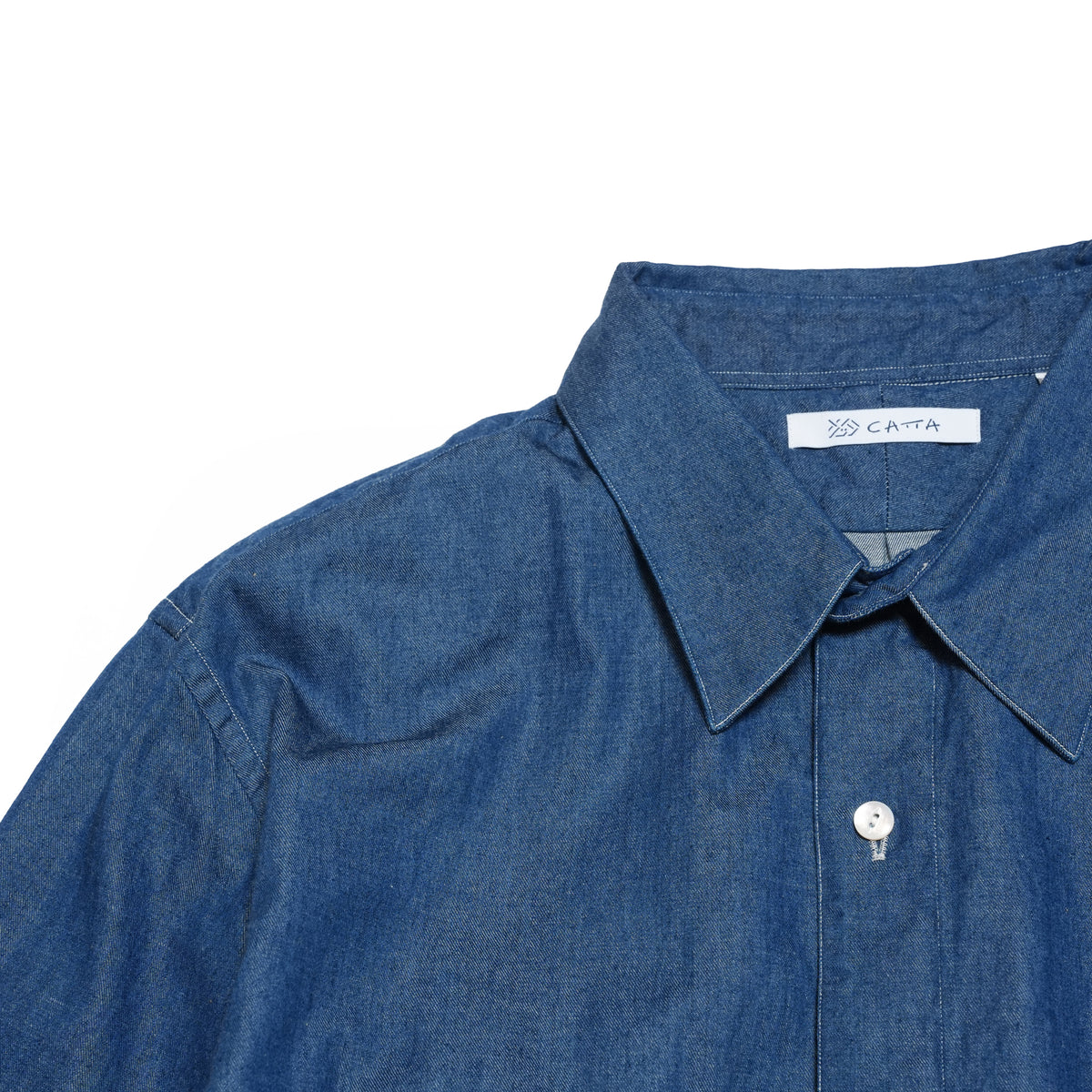 REGULAR COLLAR W POCKET SHIRT-DENIM – Navy | CATTA
