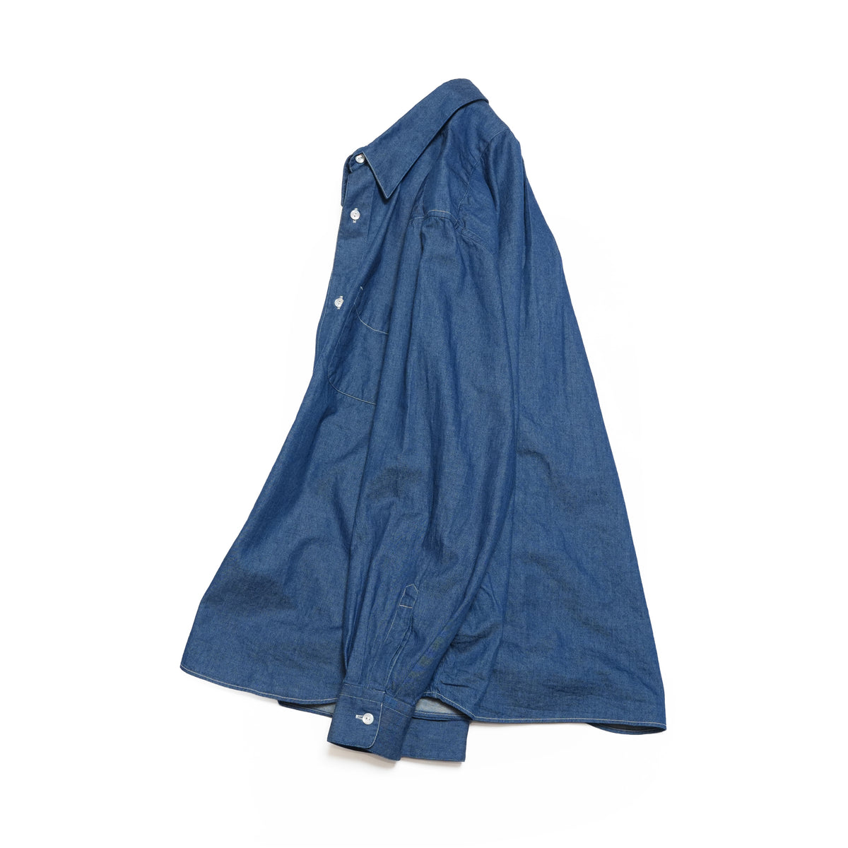 REGULAR COLLAR W POCKET SHIRT-DENIM – Navy | CATTA