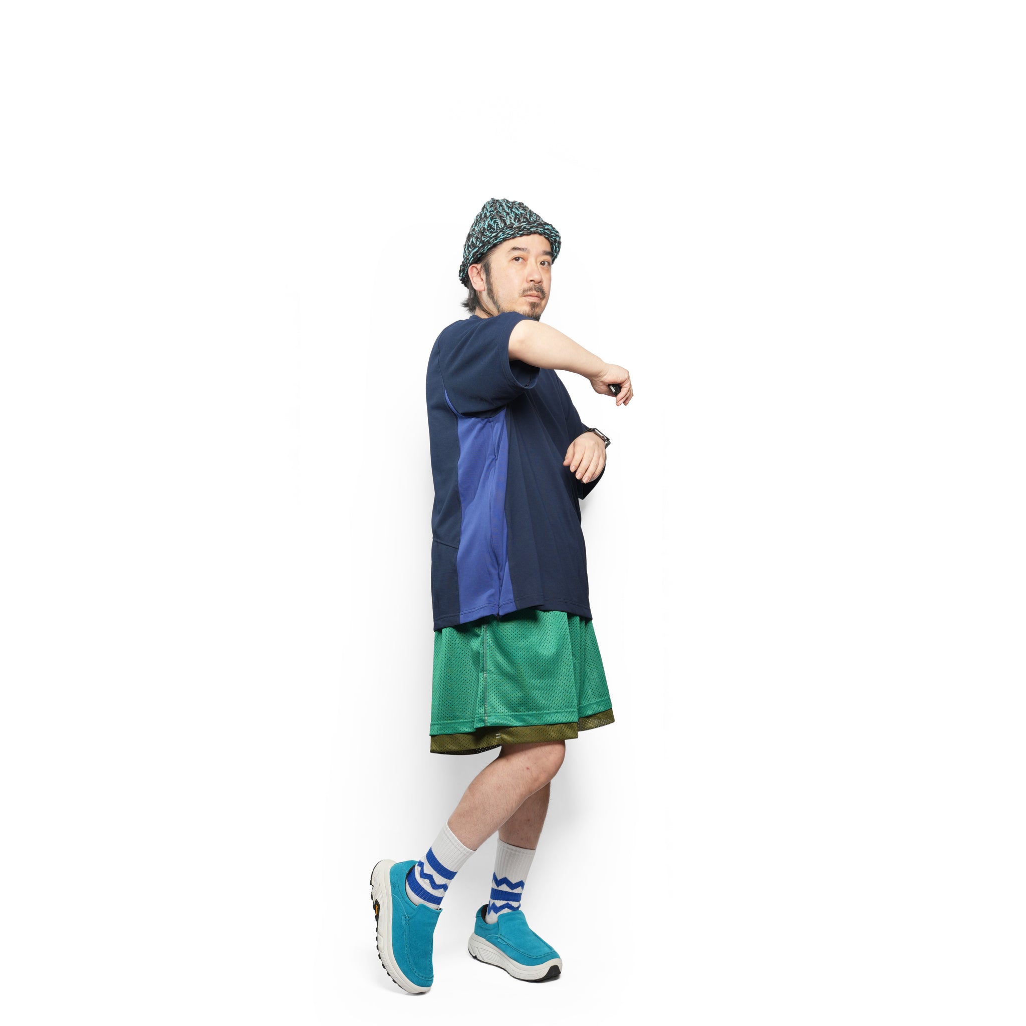 _230 リバーシブルメッシュショーツ – Green × Olive | UNTRACE