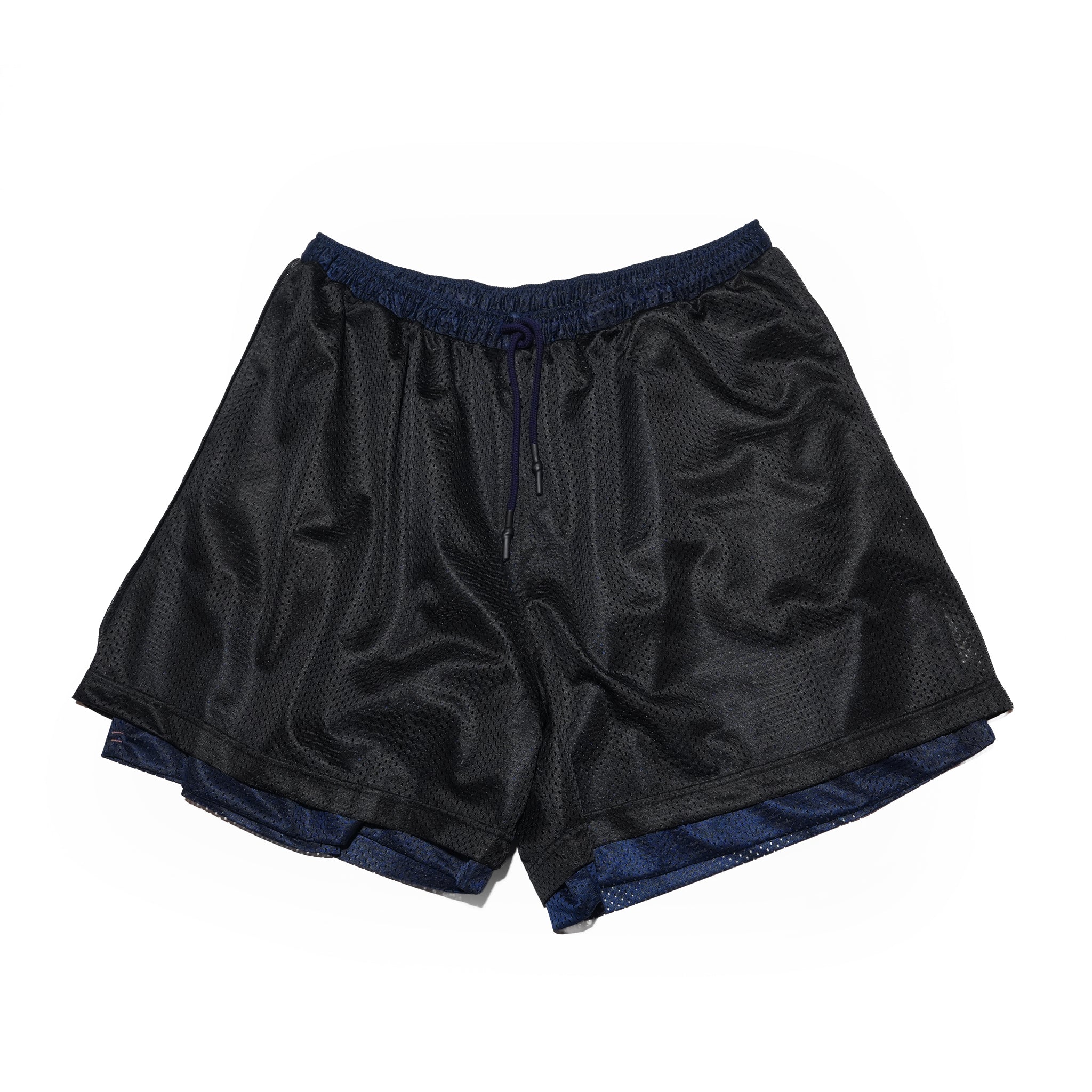 _230 リバーシブルメッシュショーツ – Black × Dark Navy | UNTRACE
