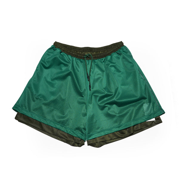 _230 リバーシブルメッシュショーツ – Green × Olive | UNTRACE