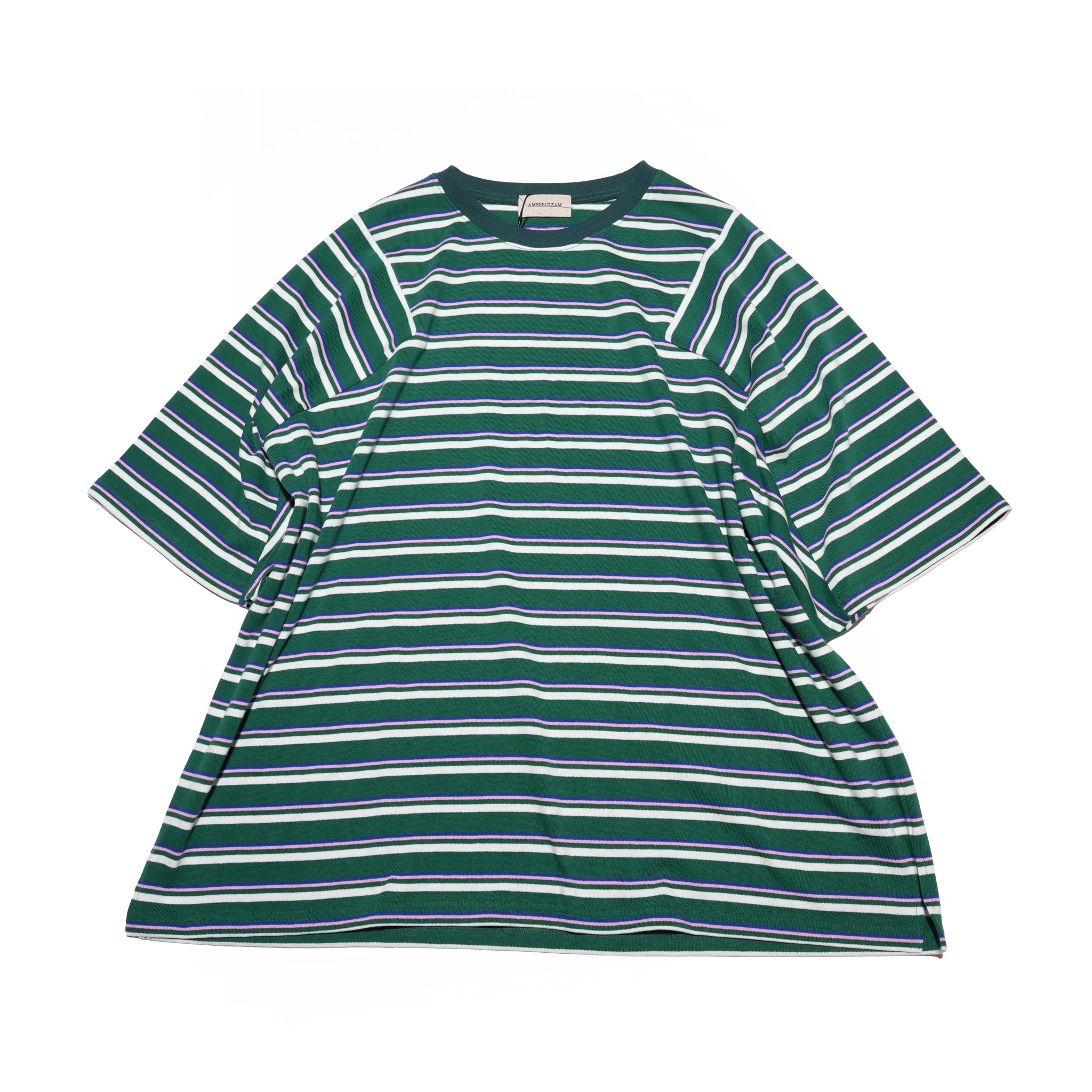マルチボーダーパネルデイリーTシャツ｜グリーン | AMBERGLEAM